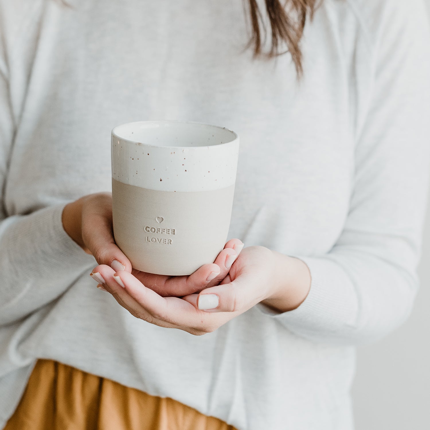 Steingutbecher "COFFEE LOVER" – handgemacht - Eulenschnitt