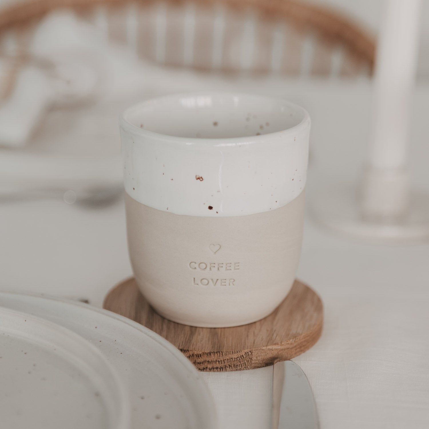 Steingutbecher "COFFEE LOVER" – handgemacht - Eulenschnitt