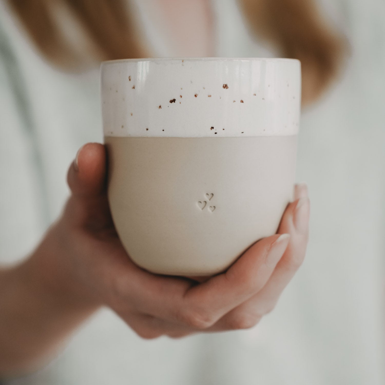 Stoneware mug hearts small – handmade - Eulenschnitt