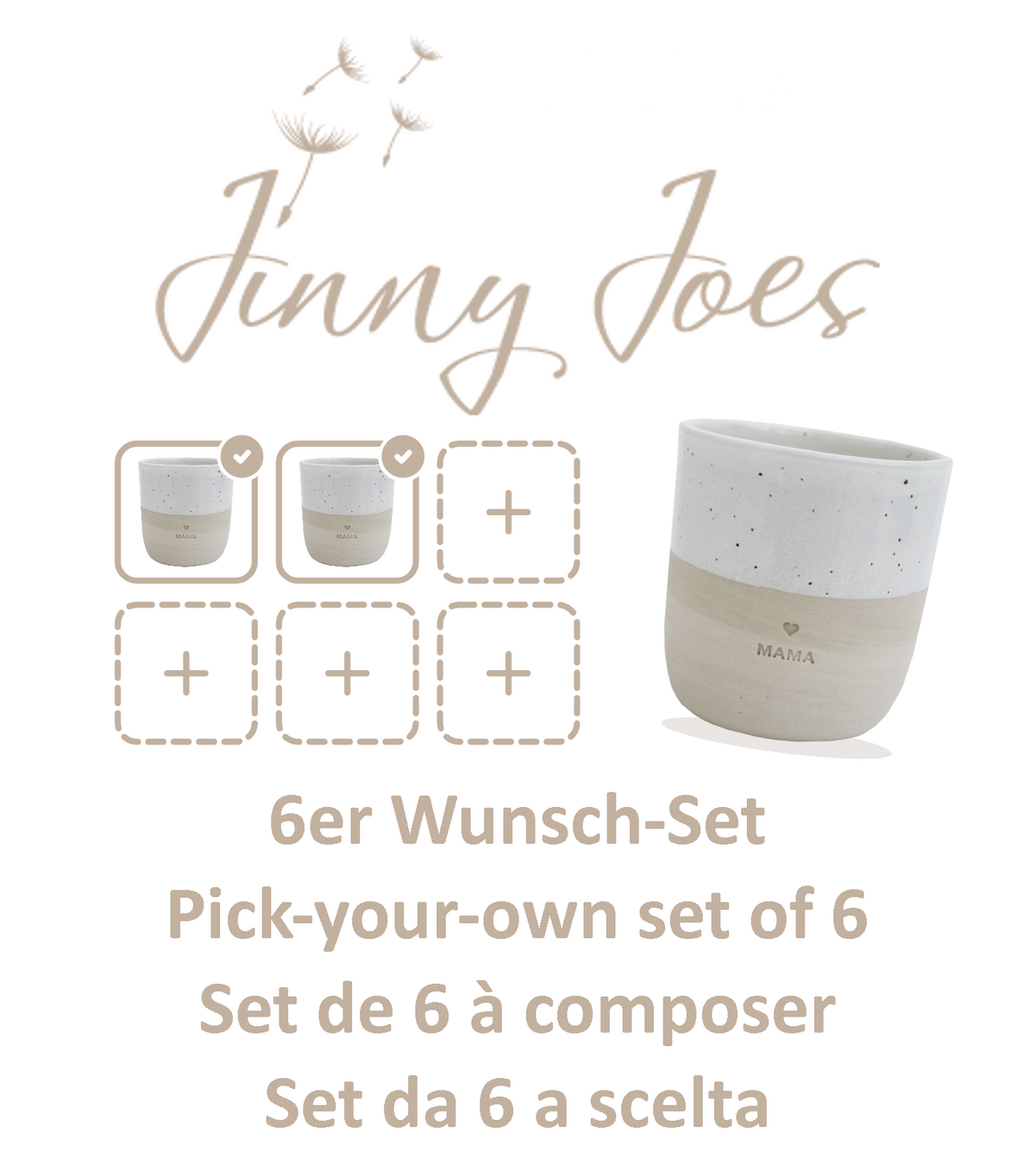 Pick-your-own set of 6 stoneware mugs - handmade - Eulenschnitt