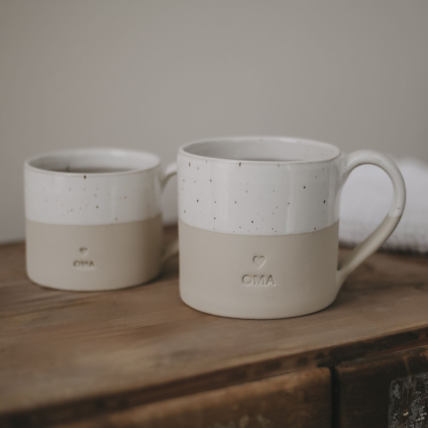 Stoneware cup "OMA" large - handmade - Eulenschnitt