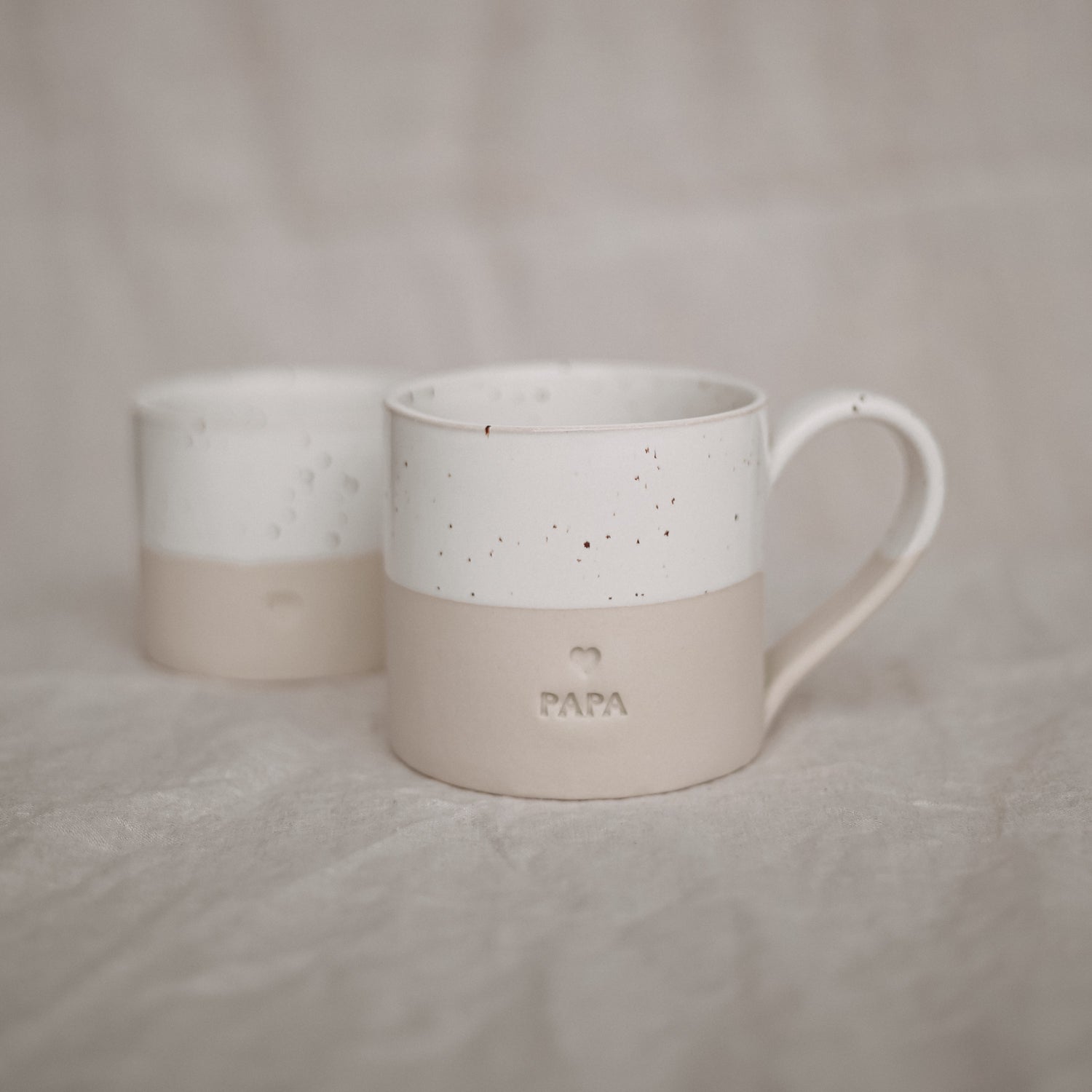 Stoneware cup "PAPA" large - handmade - Eulenschnitt