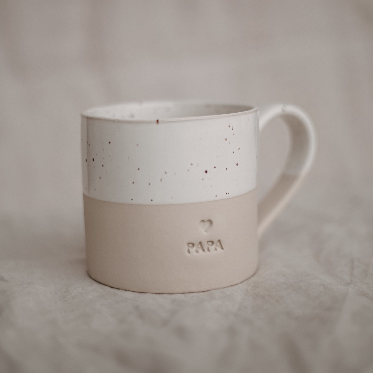 Stoneware cup "PAPA" large - handmade - Eulenschnitt