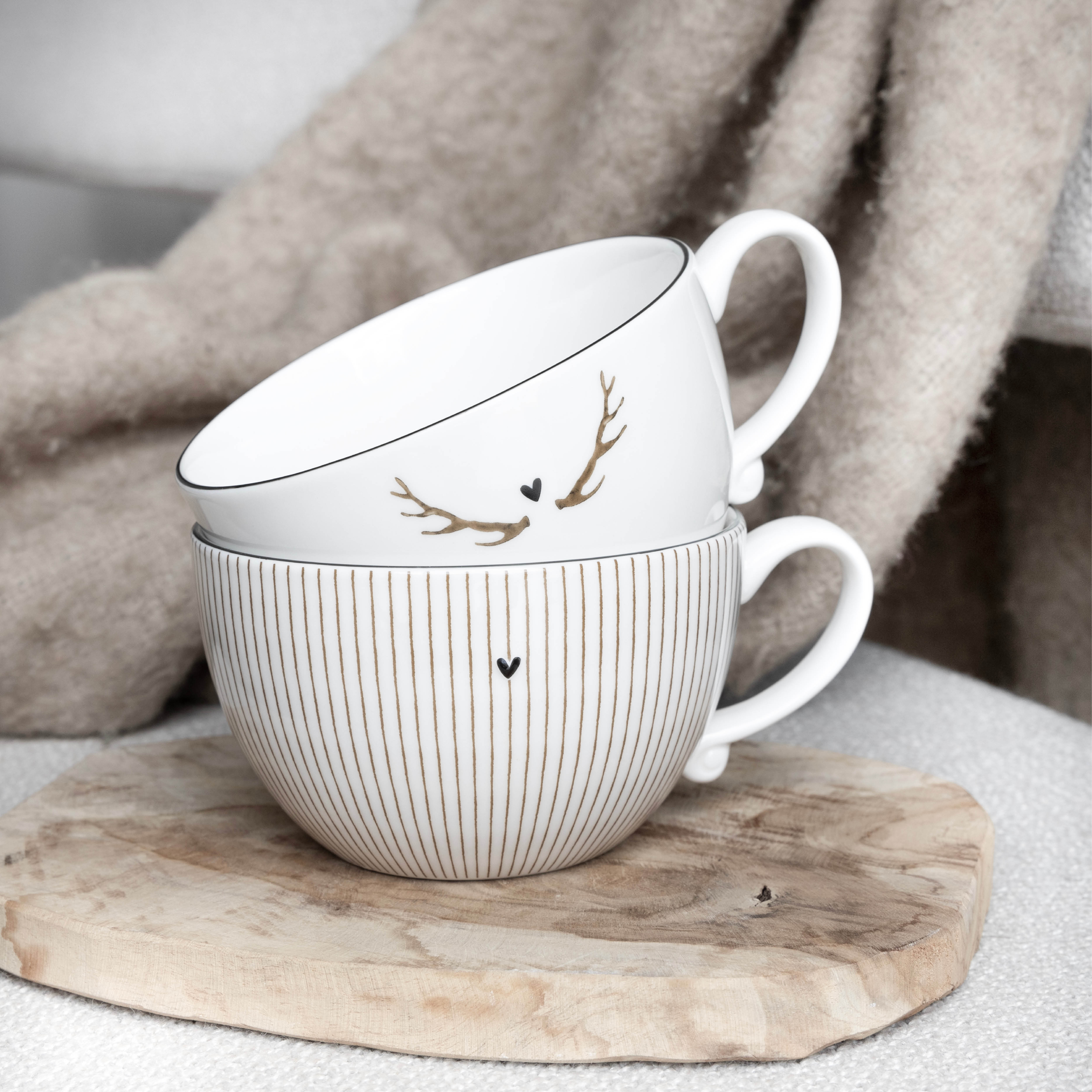 Suppentasse "deer" klein caramel - Bastion Collections
