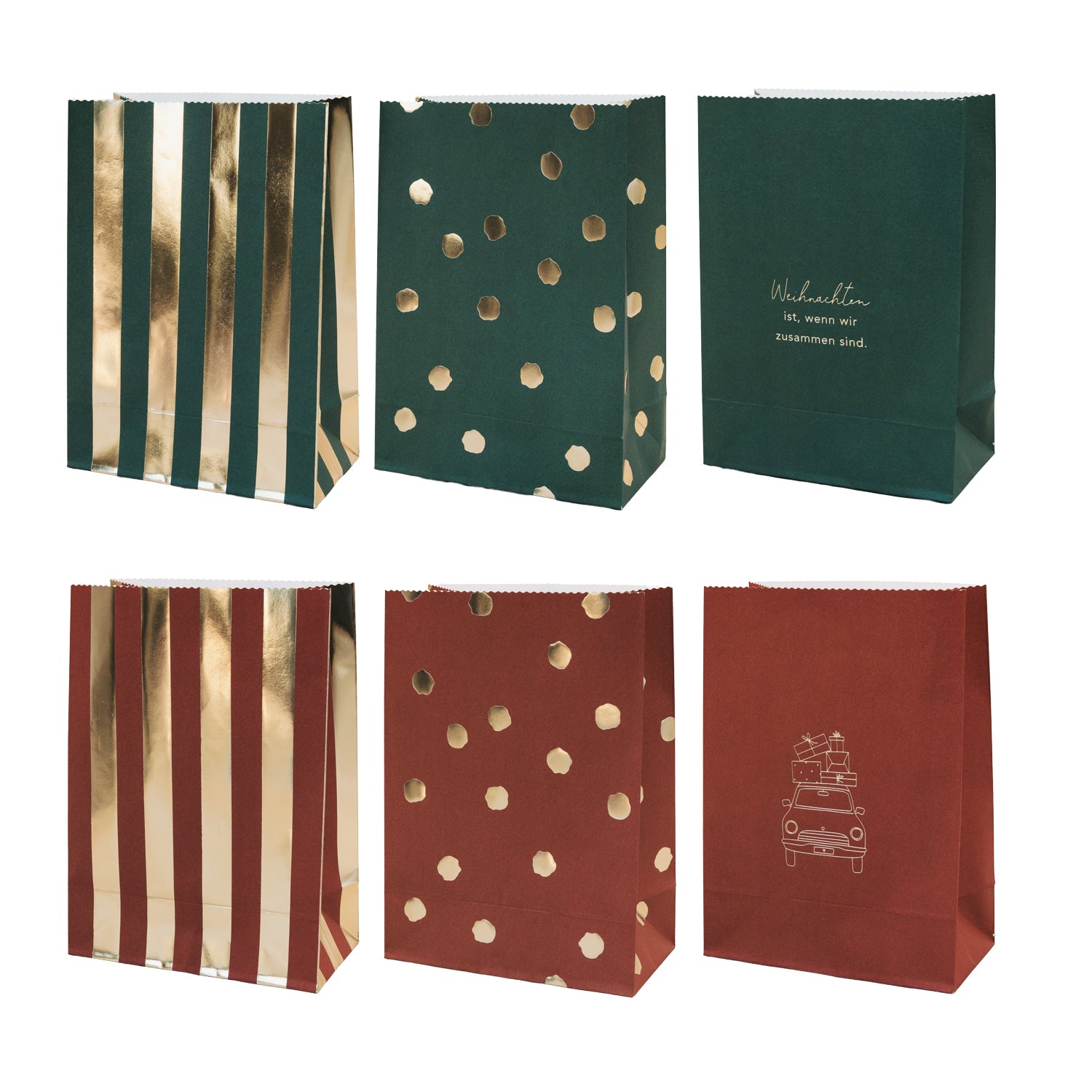 Sacchetti di carta Natale piccoli set da 6 - Eulenschnitt