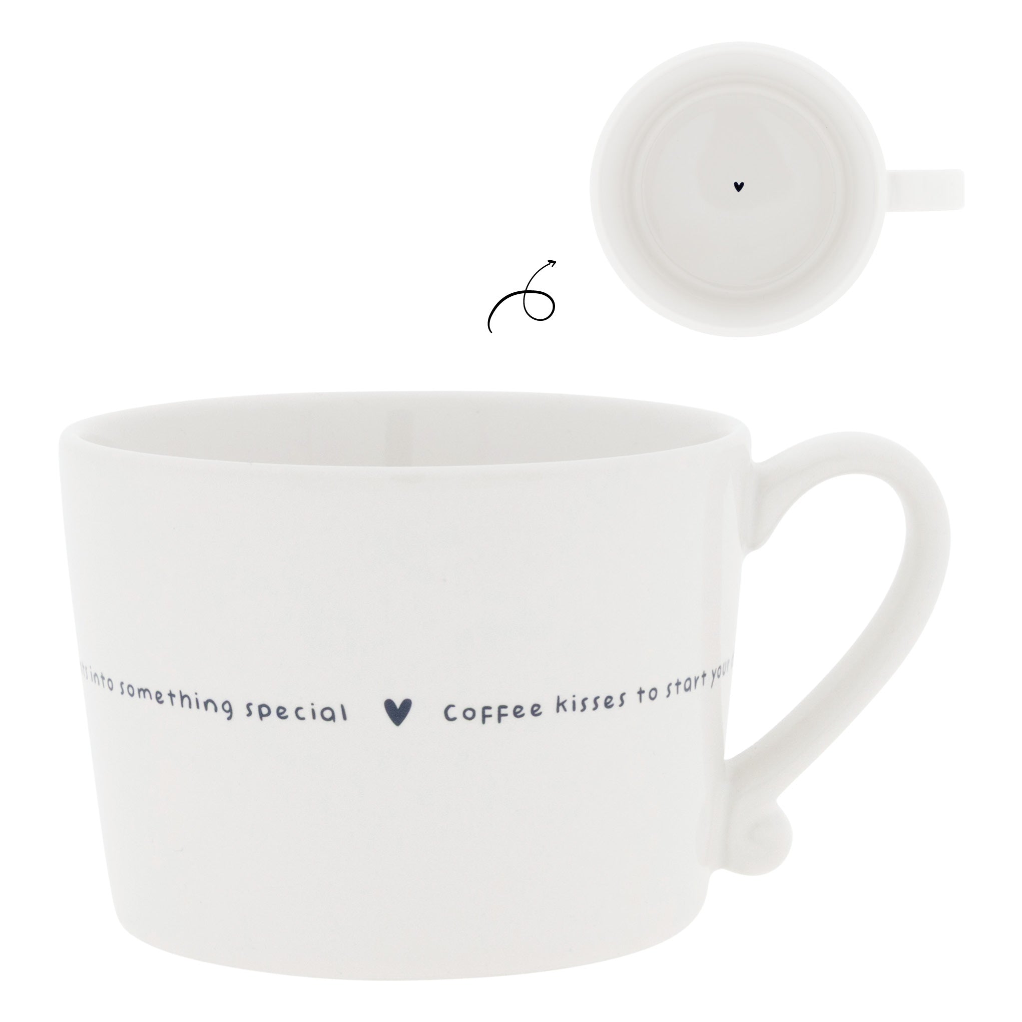 Tasse "Coffee kisses" gross schwarz - Bastion Collections
