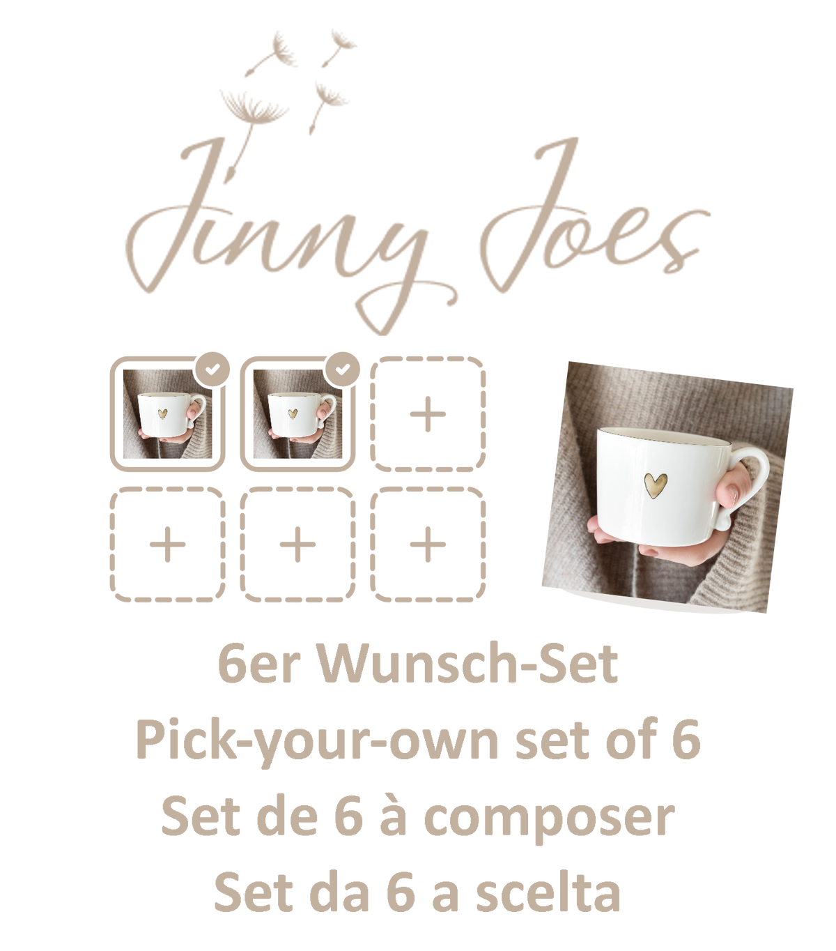 Pick-your-own set of 6 large cups - Bastion Collections