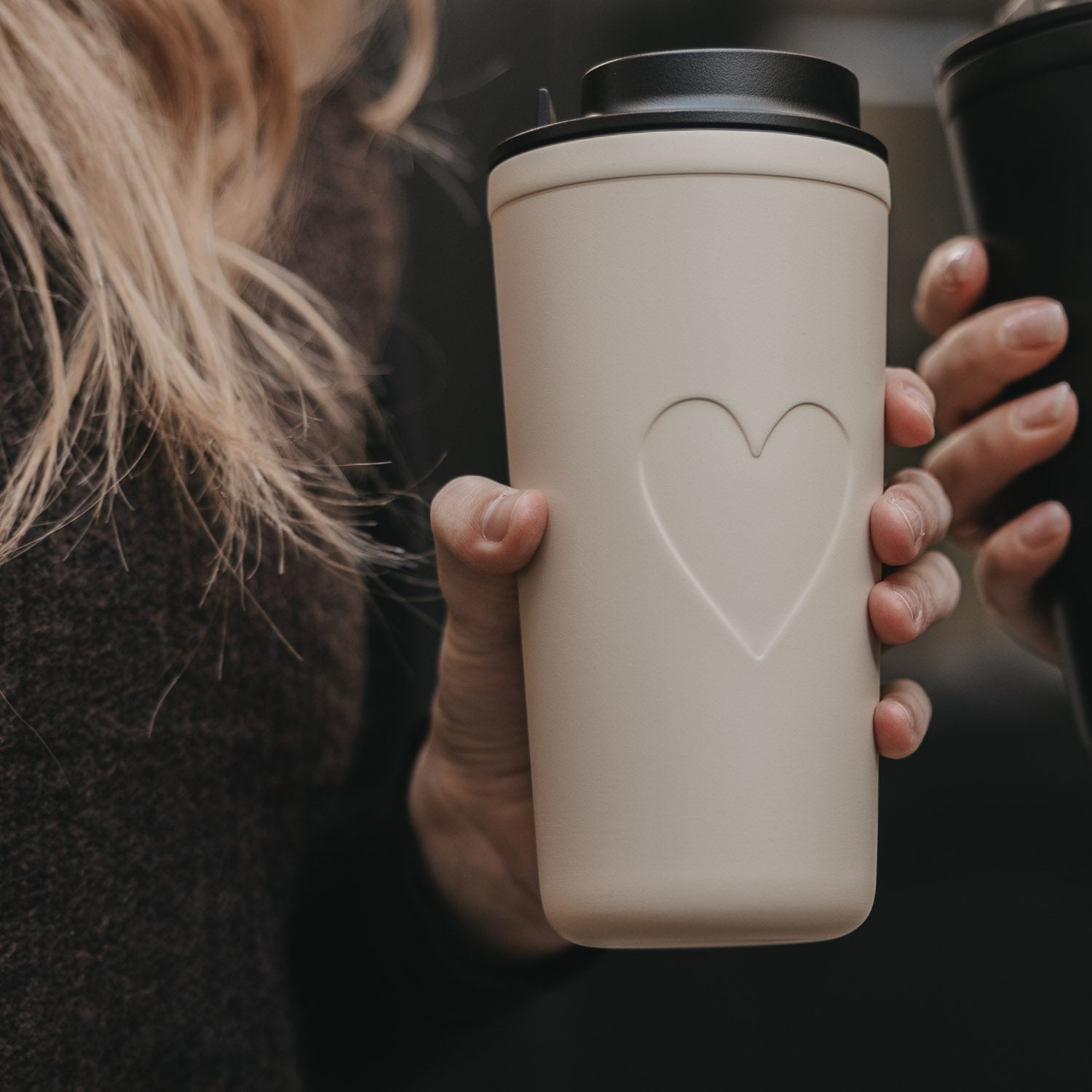 To go Becher Herz creme - Eulenschnitt