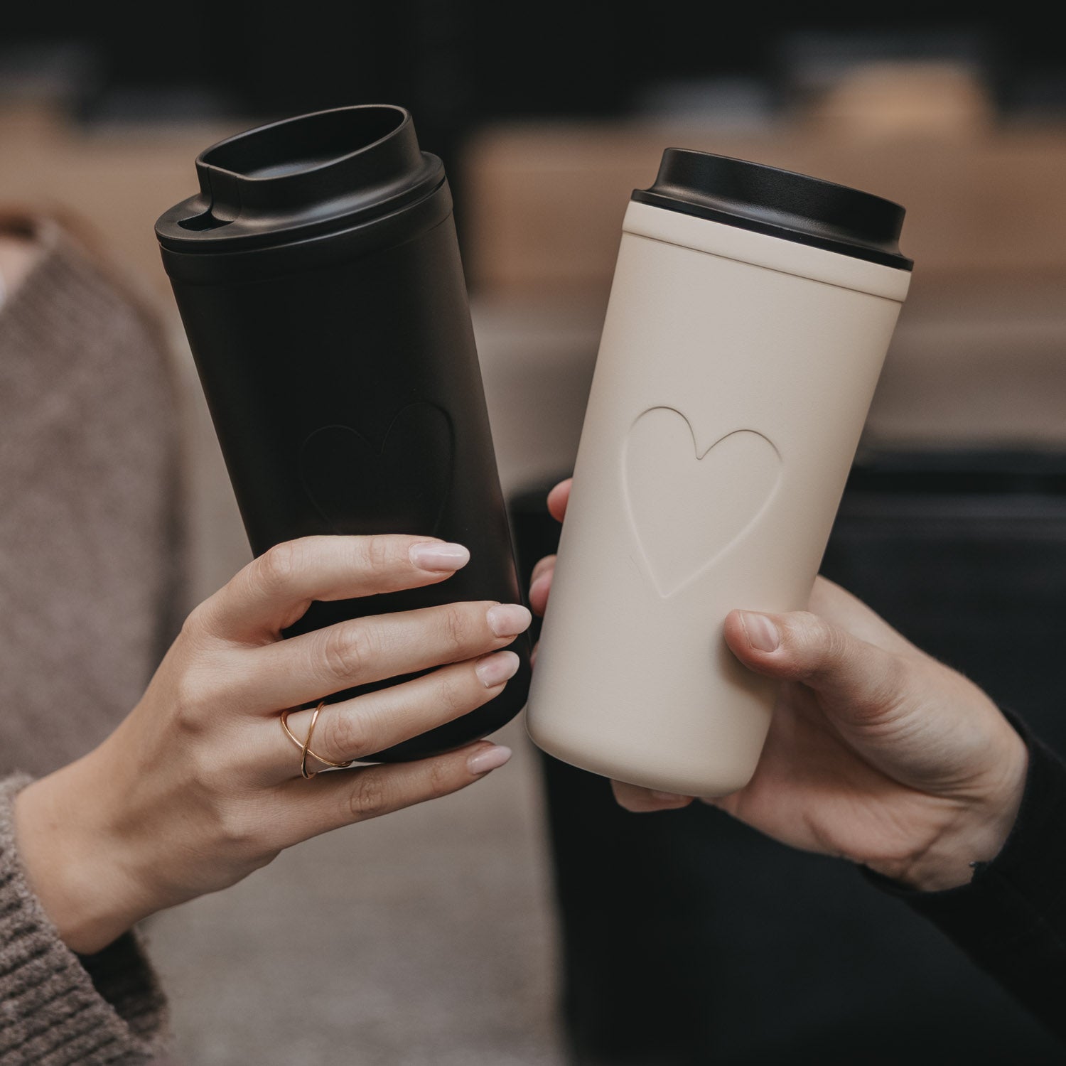 To go Becher Herz creme - Eulenschnitt