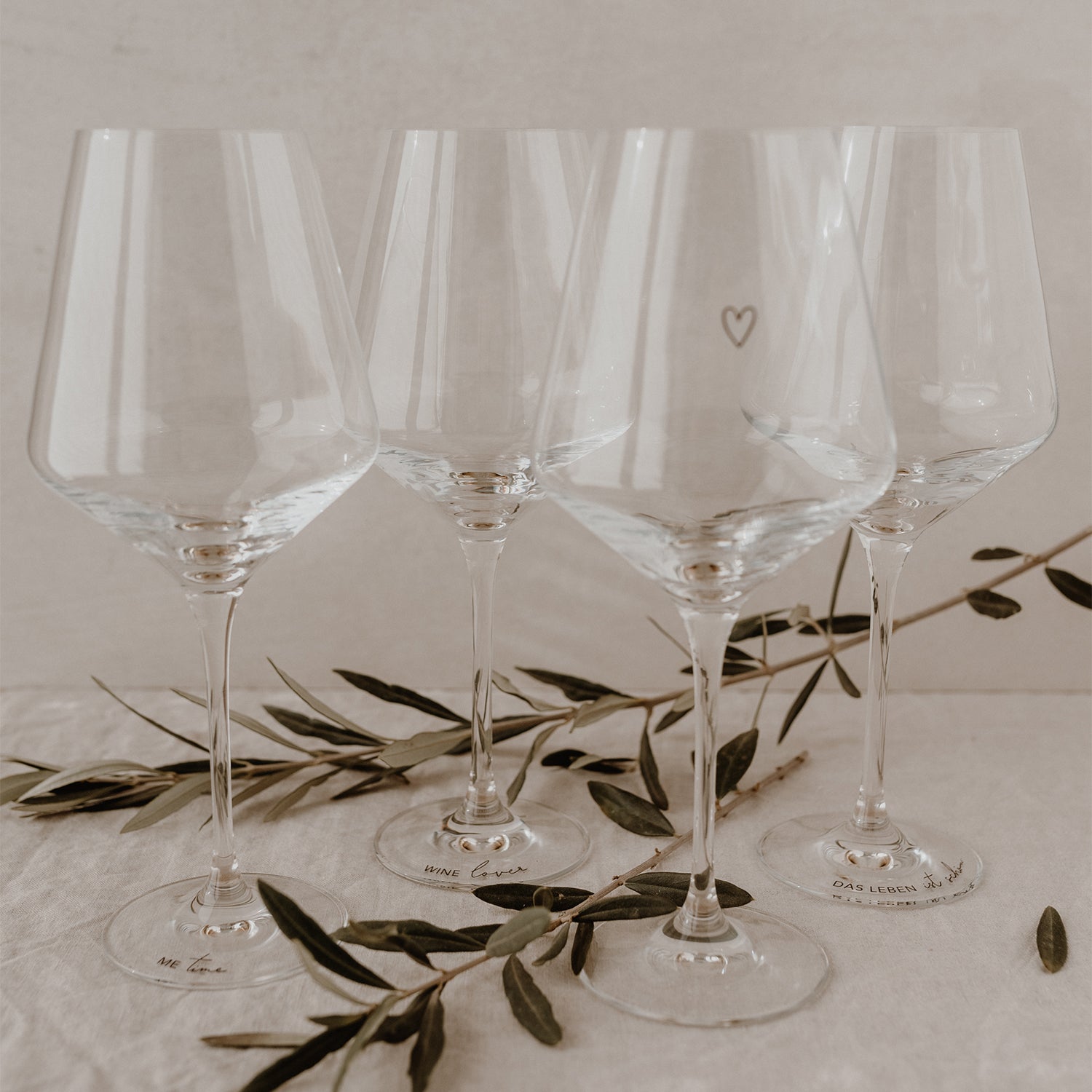 Bicchieri da vino "Das Leben ist schön" 490ml neri set da 2 - Eulenschnitt