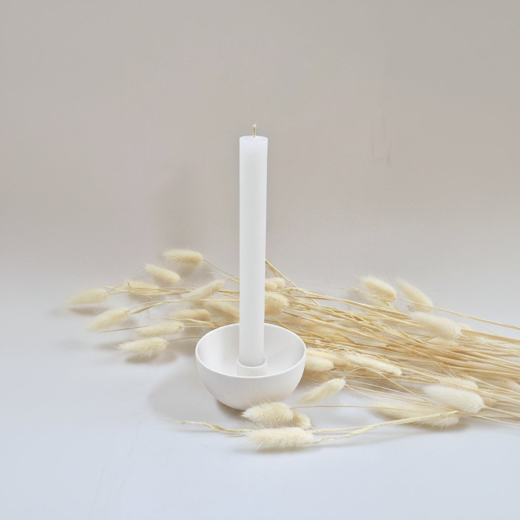 Stabkerze 20x2.2cm Weiss - Weizenkorn