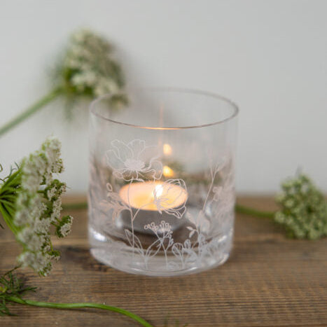 Hurricane lamp "Blomsteräng" small - Storefactory
