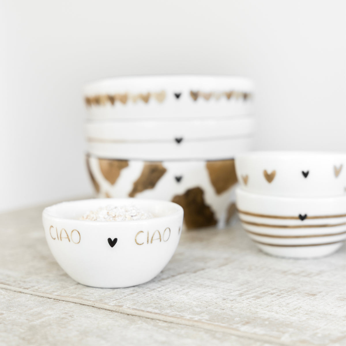 Mini Schalen "CIAO" 3x6cm braun 3er Set - Bastion Collections (Bild 2)