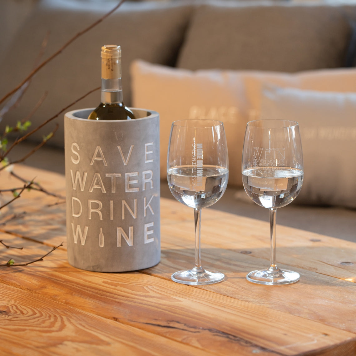 Flaschenkühler "SAVE WATER DRINK WINE" - Räder
