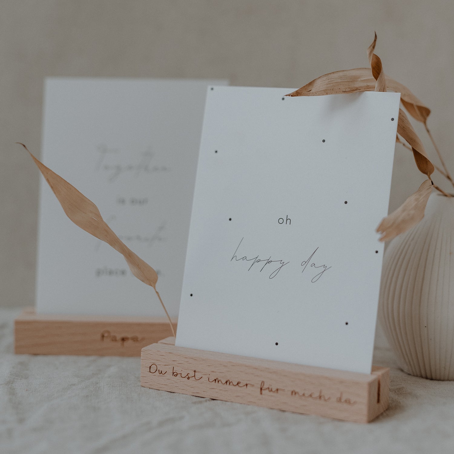 Blumen– & Kartenständer "Papa" 2er Set - Eulenschnitt