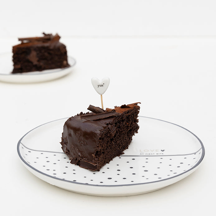 Dessertteller/Frühstücksteller "LOVE AT FIRST BITE" 19cm schwarz - Bastion Collections