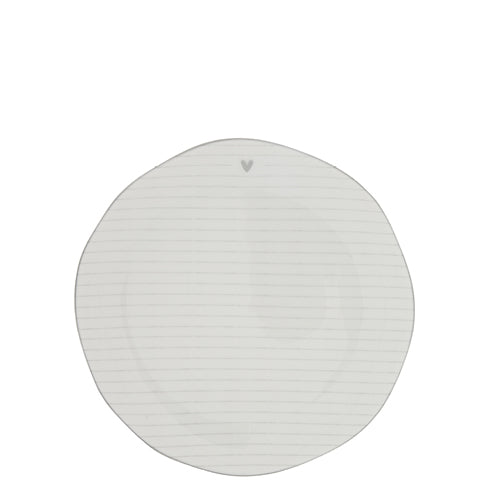 Dessertteller "stripes & heart" 16cm grau - Bastion Collections