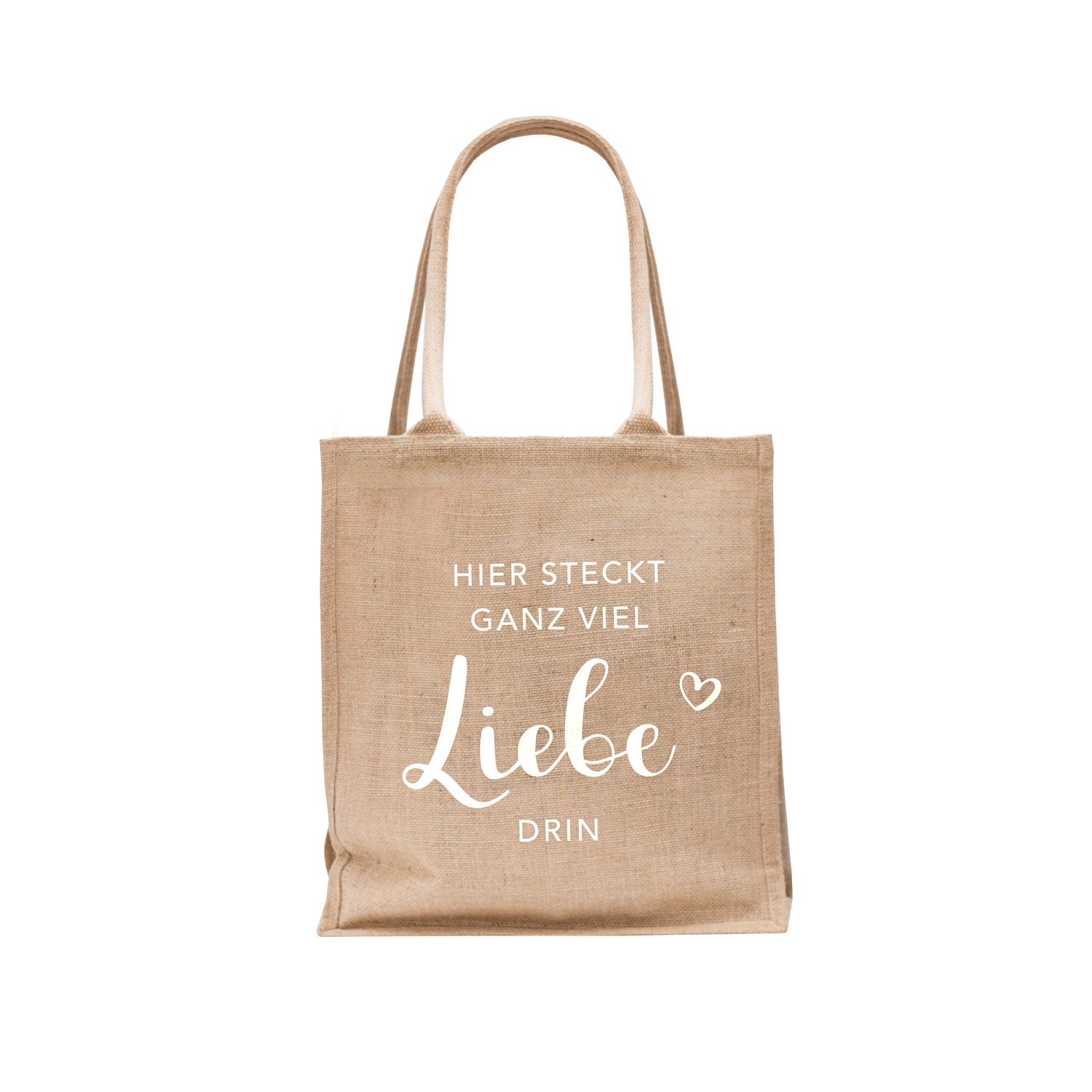 Jutebeutel mit Spruch "HIER STECKT GANZ VIEL Liebe DRIN" - Eulenschnitt