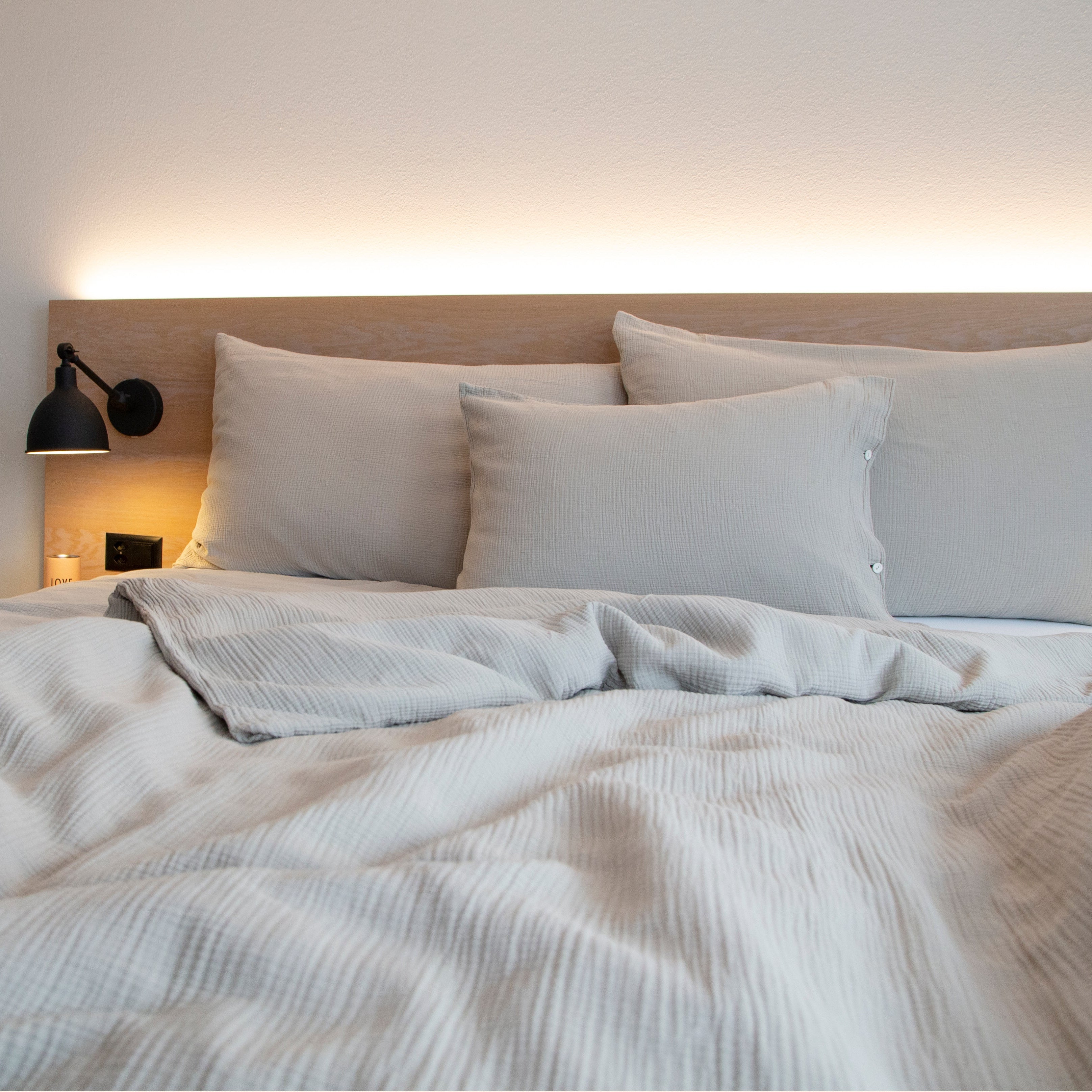 Musselin Duvetbezug 160x210cm & Kissenbezug 65x100cm Jula sand - Farbliebe