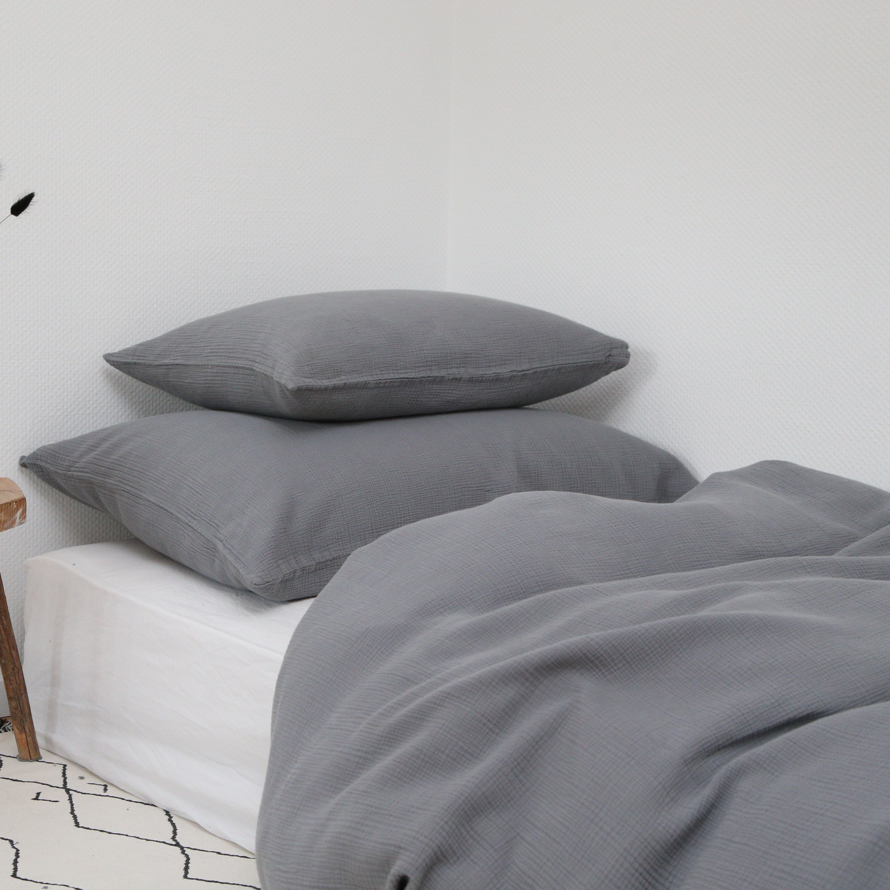 Musselin Duvetbezug 160x210cm & Kissenbezug 65x100cm Jula anthrazit - Farbliebe