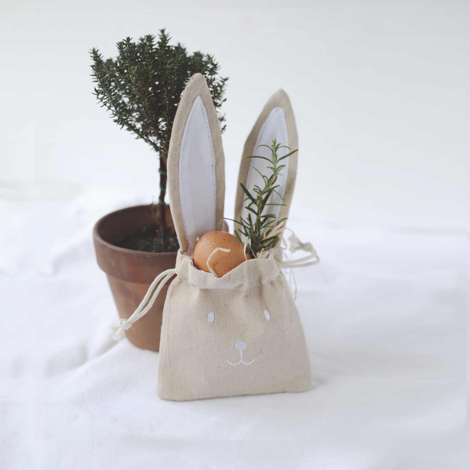 Geschenksäckchen Stoff Hase klein 2er Set - Eulenschnitt
