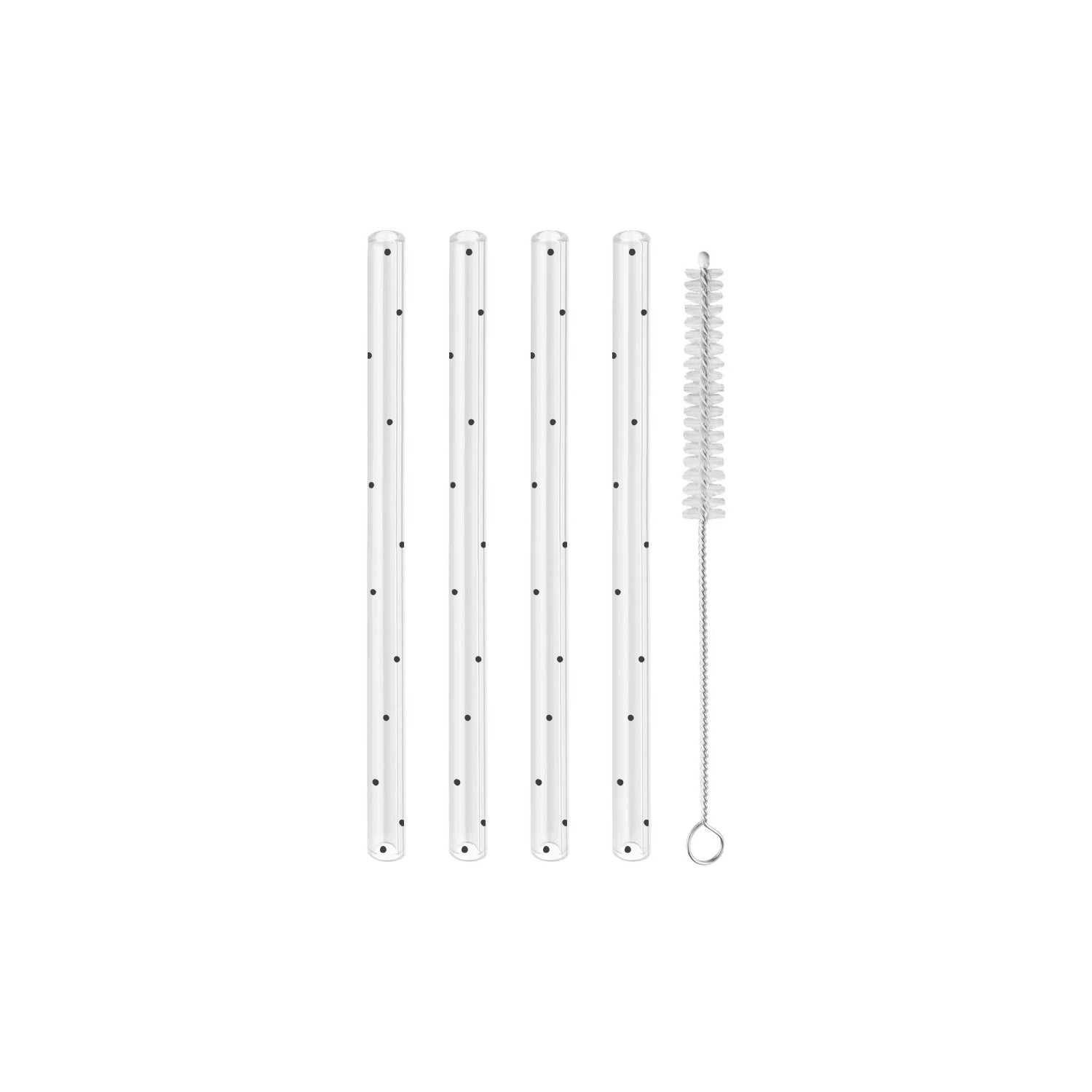Glasstrohhalm Punkte 13cm schwarz 4er Set - Eulenschnitt