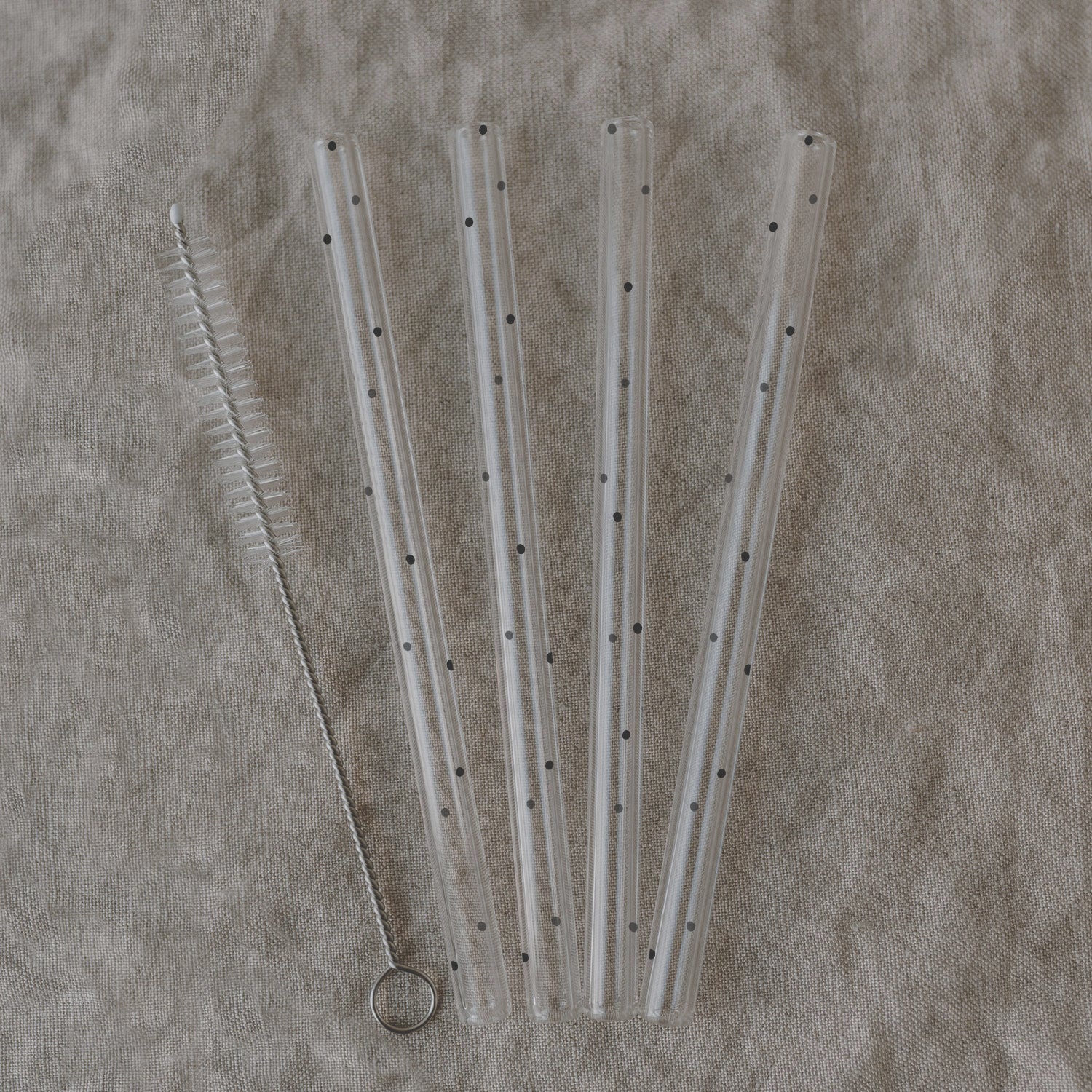 Glass straw dots 13cm black set of 4 - Eulenschnitt