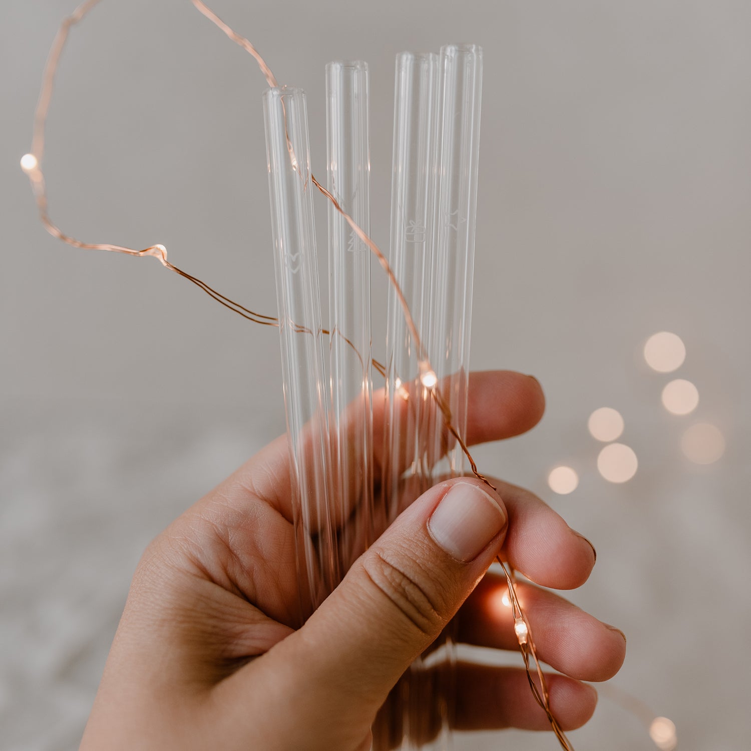 Glasstrohhalm Weihnachten 20cm 4er Set - Eulenschnitt