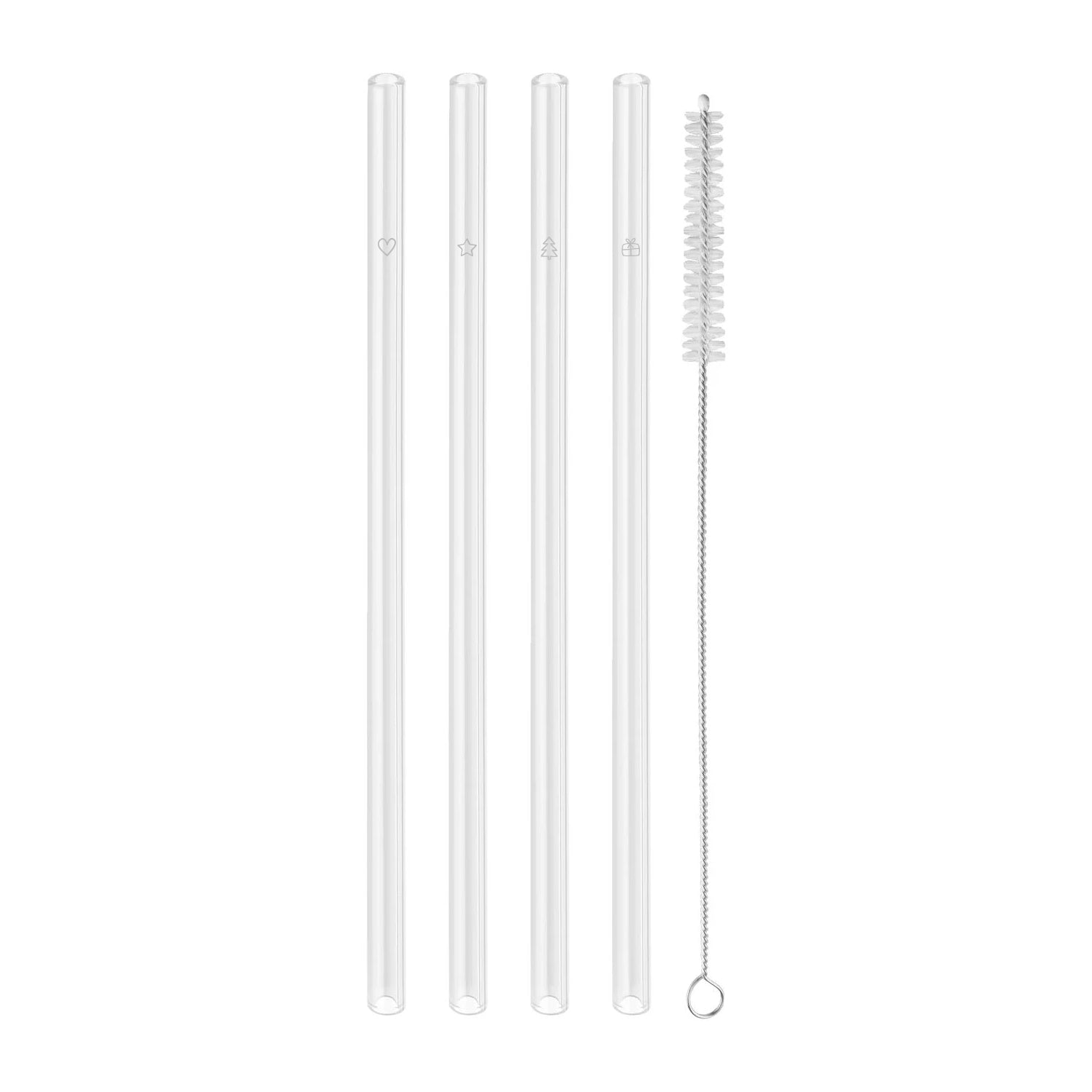 Glasstrohhalm Weihnachten 20cm 4er Set - Eulenschnitt