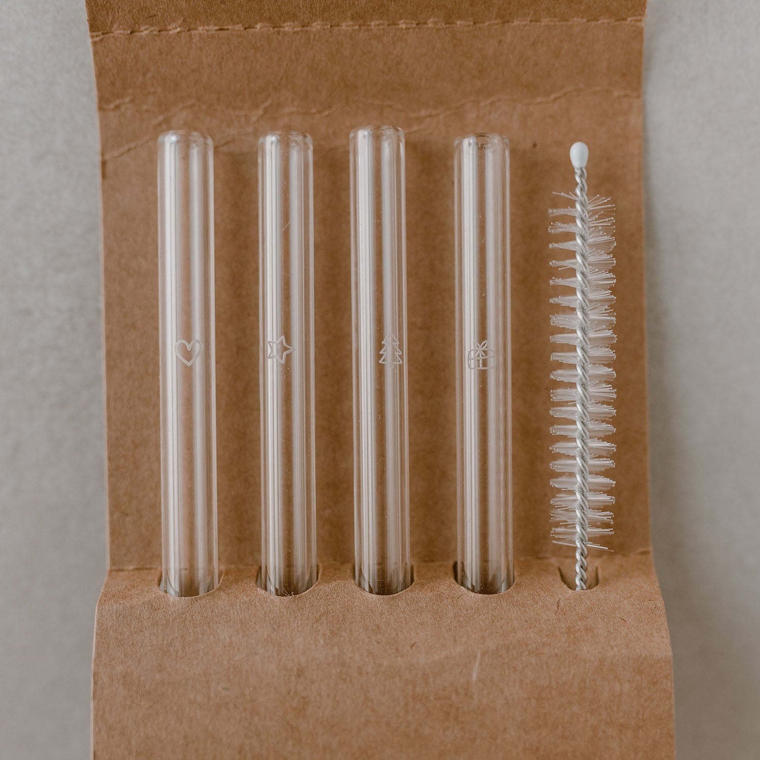 Glasstrohhalm Weihnachten 20cm 4er Set - Eulenschnitt