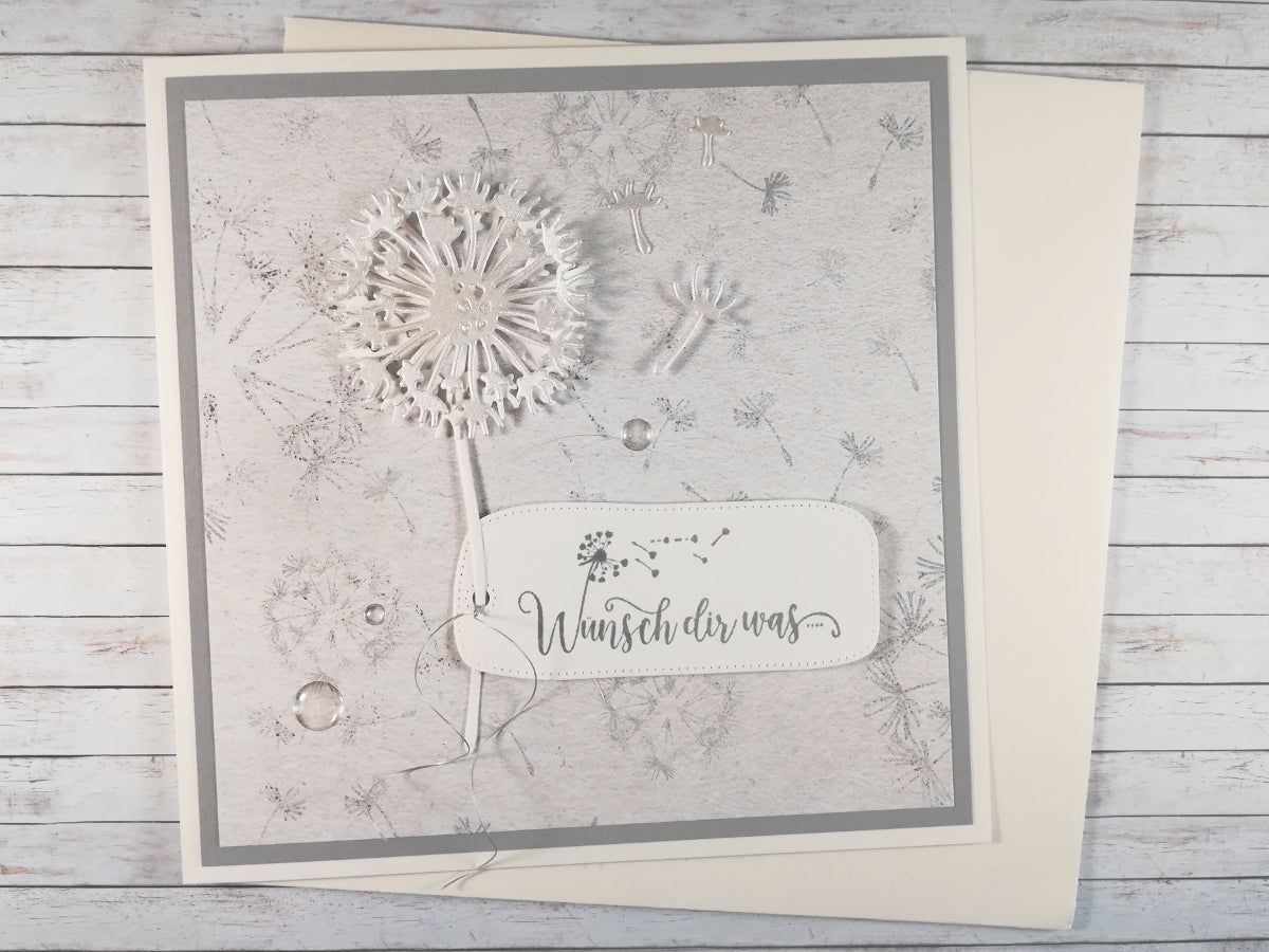 Grusskarte Pusteblume "Wünsch dir was" – handgemacht