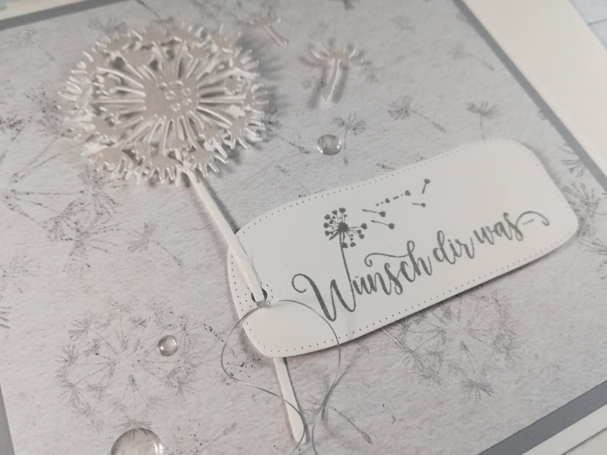 Grusskarte Pusteblume "Wünsch dir was" – handgemacht