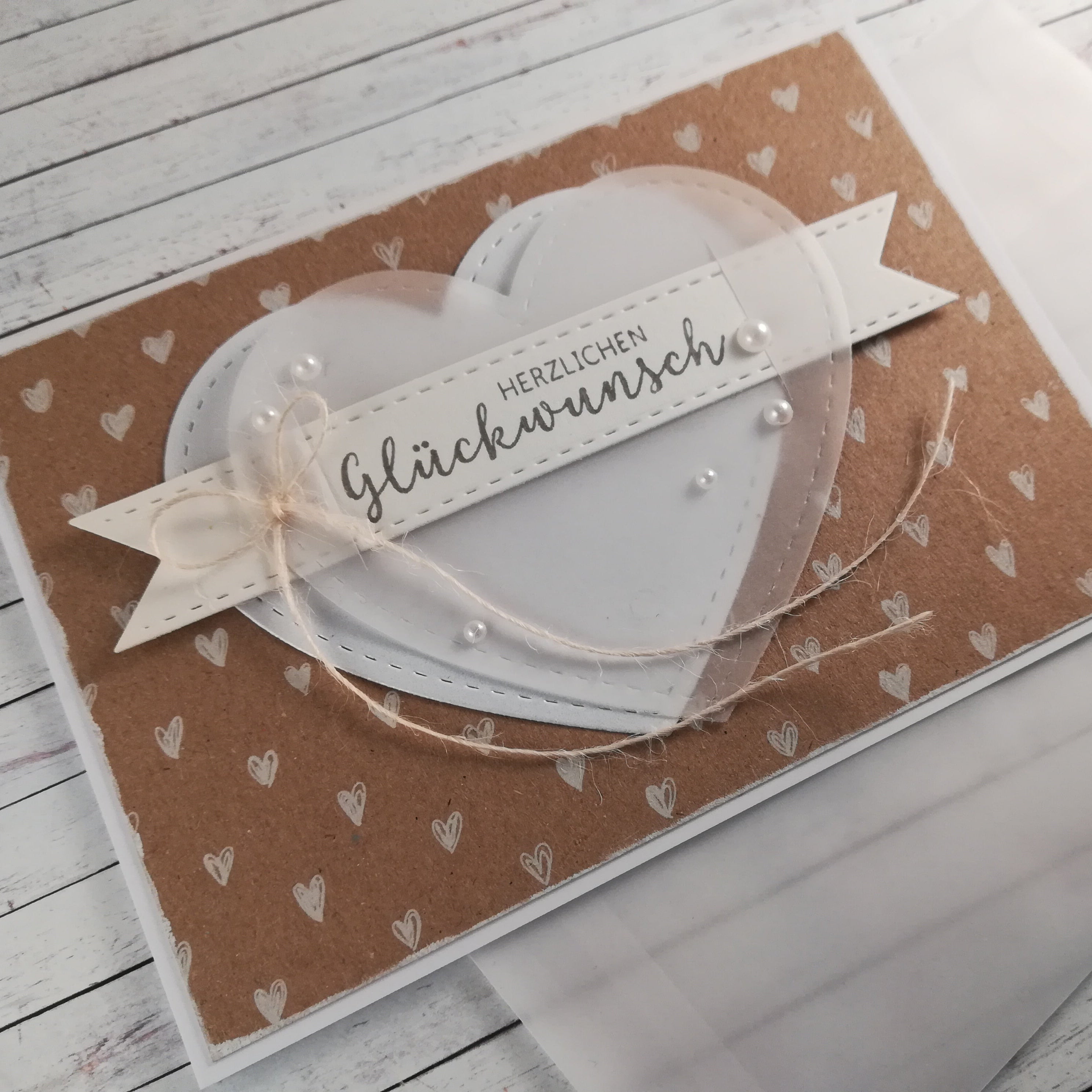 Grusskarte Hochzeit "Herzlichen Glückwunsch" – handgemacht