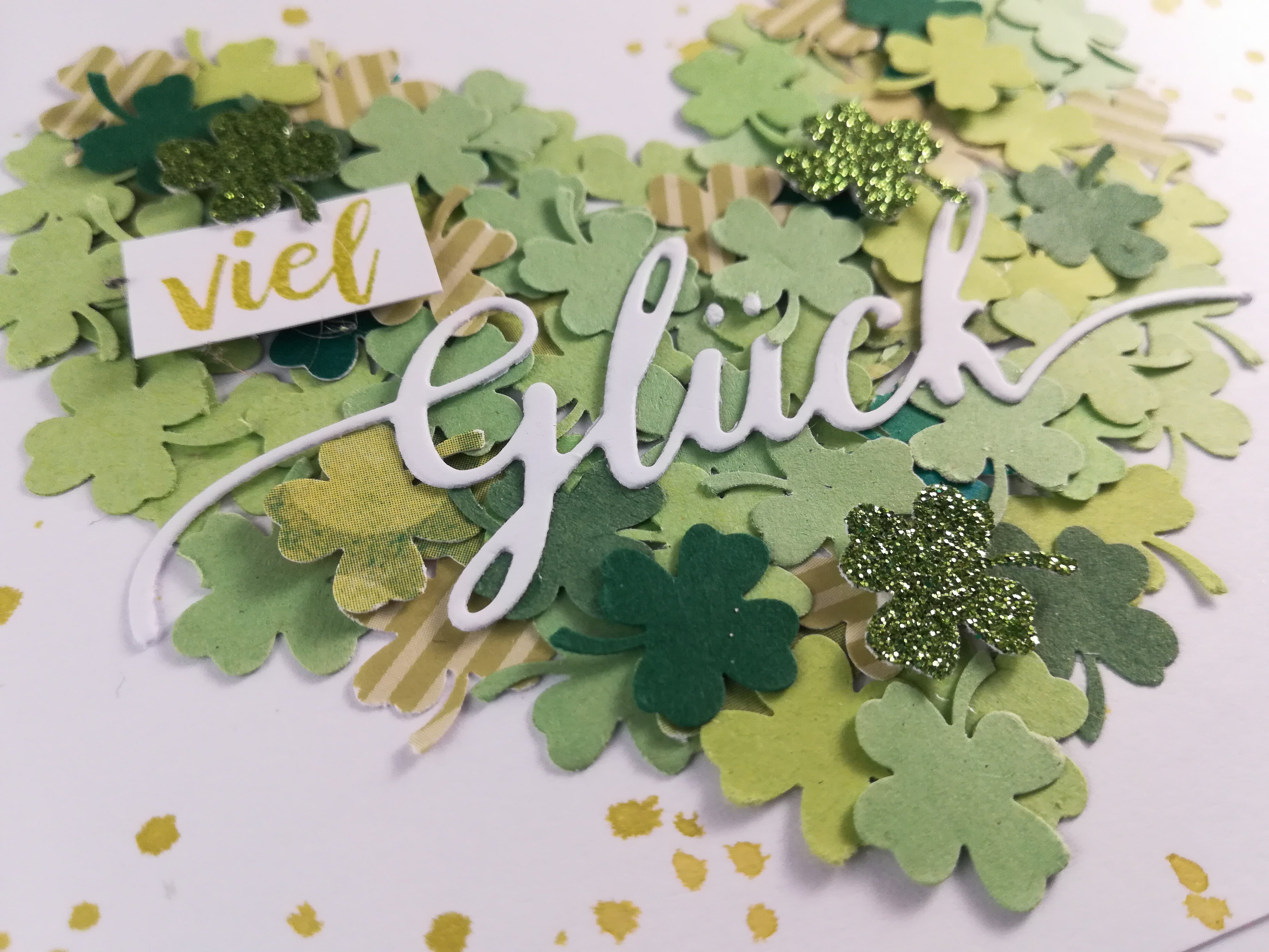 Grusskarte Kleeblatt "Viel Glück" – handgemacht