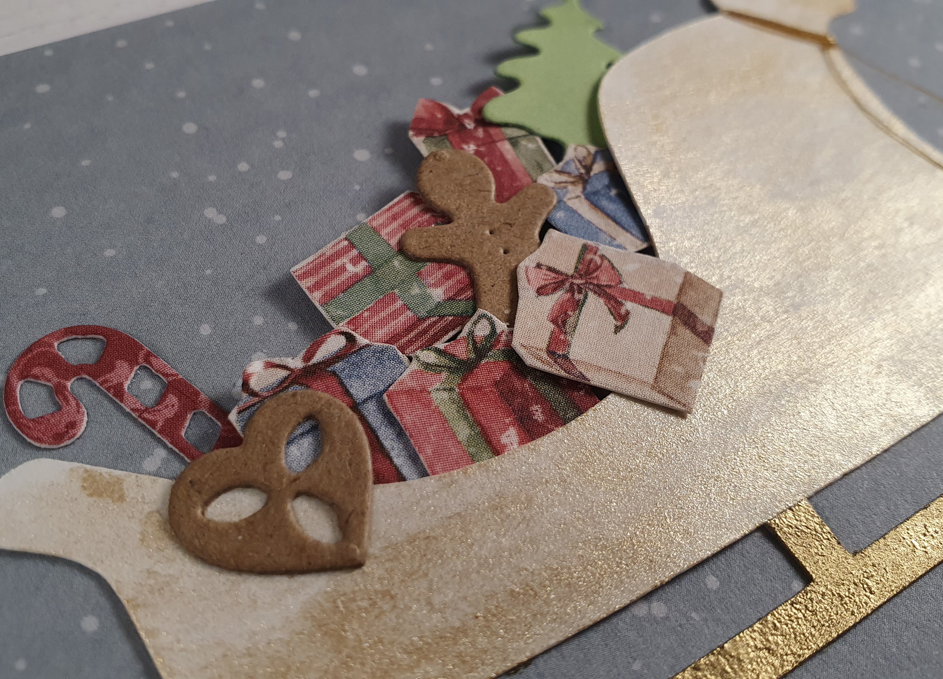 Grusskarte Schlitten "Weihnachtspost" – handgemacht