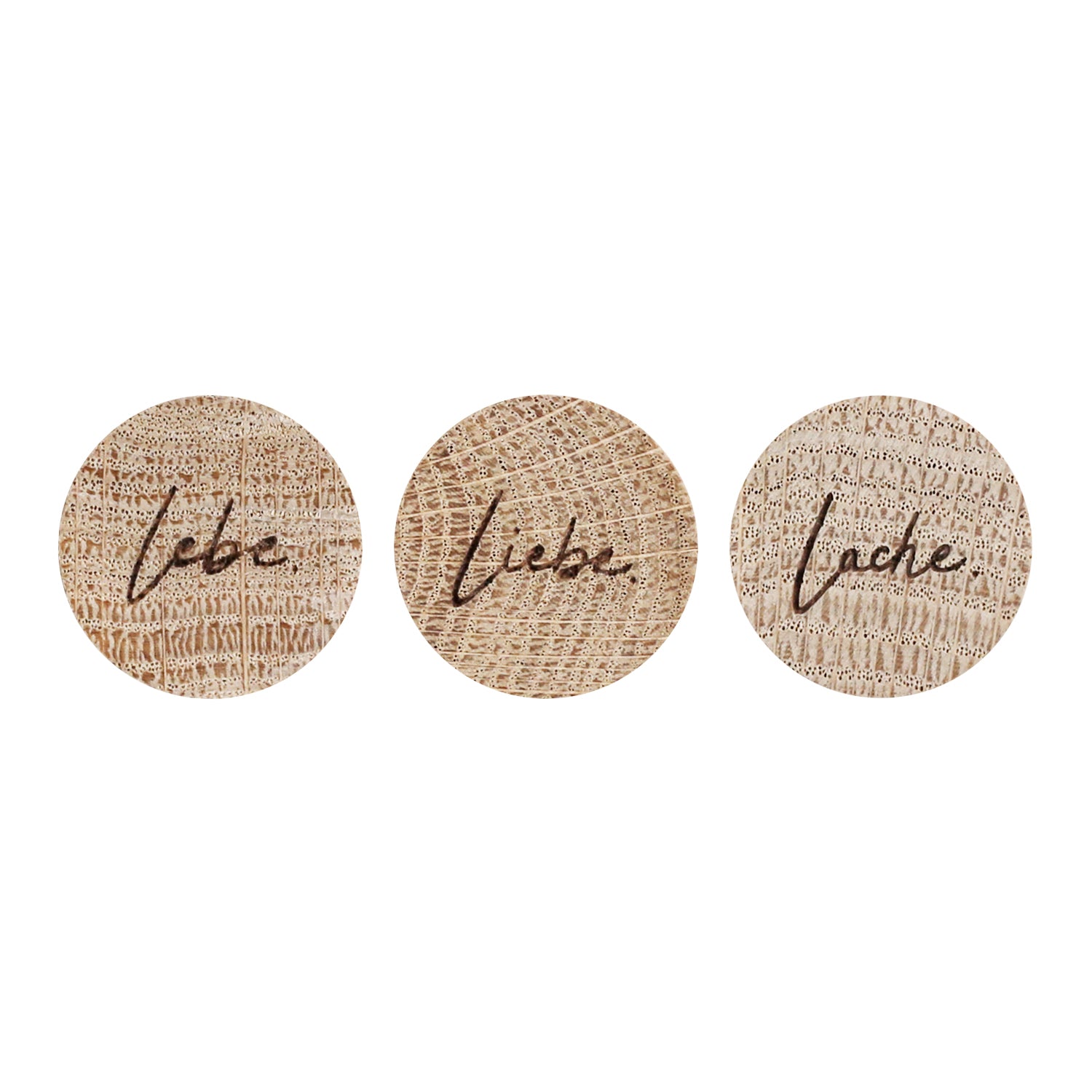 Holzmagnet "Lebe Liebe Lache" 3er Set - Eulenschnitt