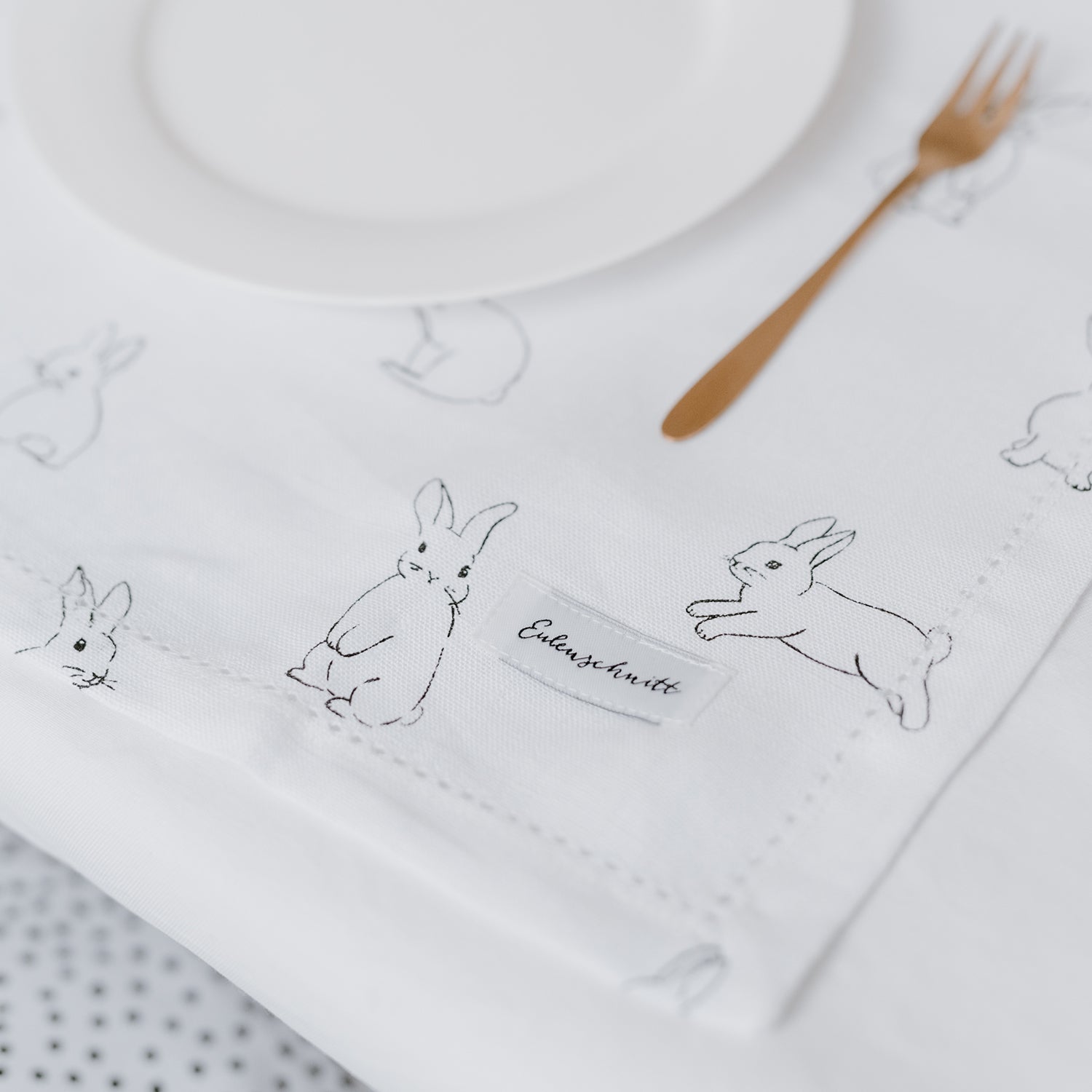Serviettes en lin lapin set de 4 - Eulenschnitt