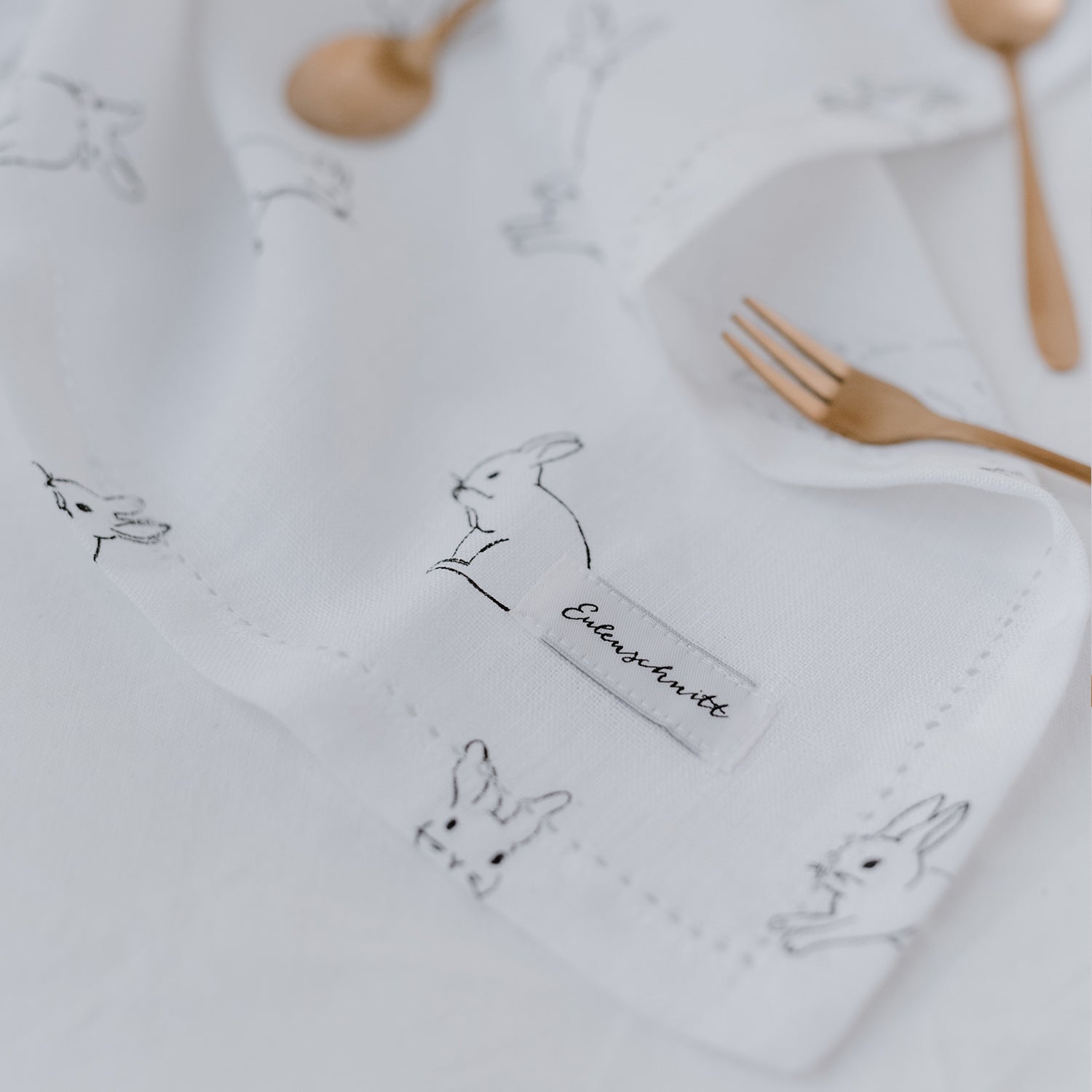 Serviettes en lin lapin set de 4 - Eulenschnitt