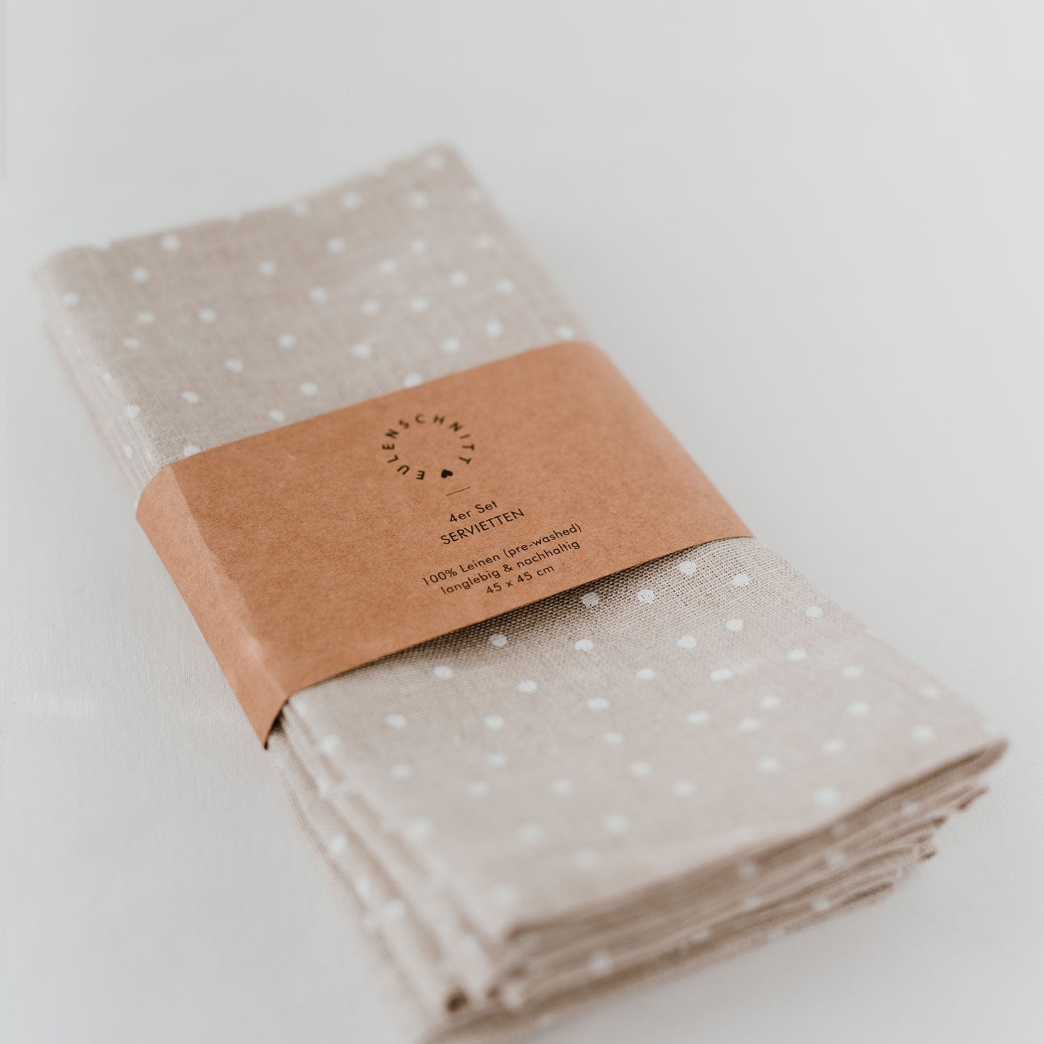Serviettes en lin points naturels set de 4 - Eulenschnitt