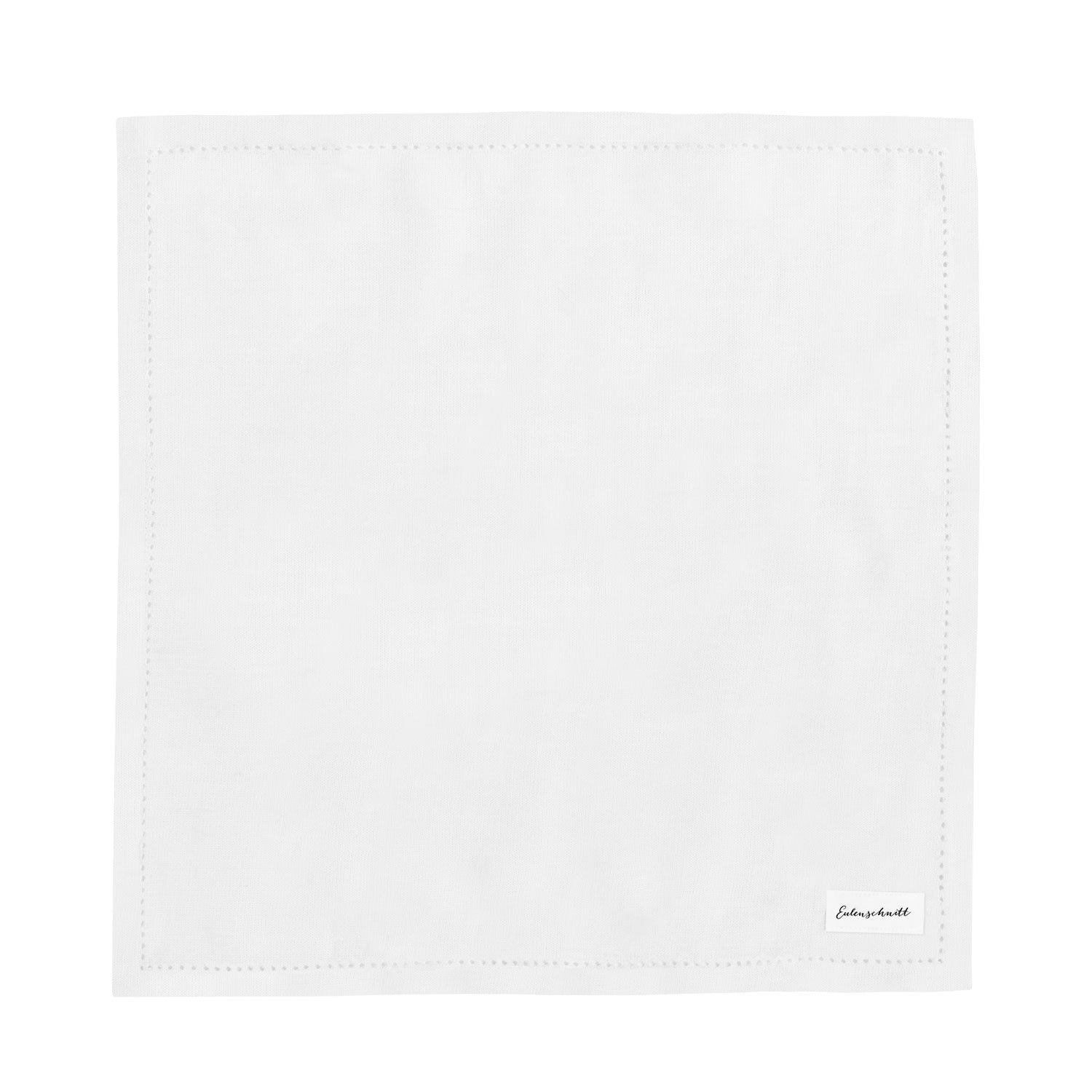 Leinen Servietten Weiss 4er Set - Eulenschnitt