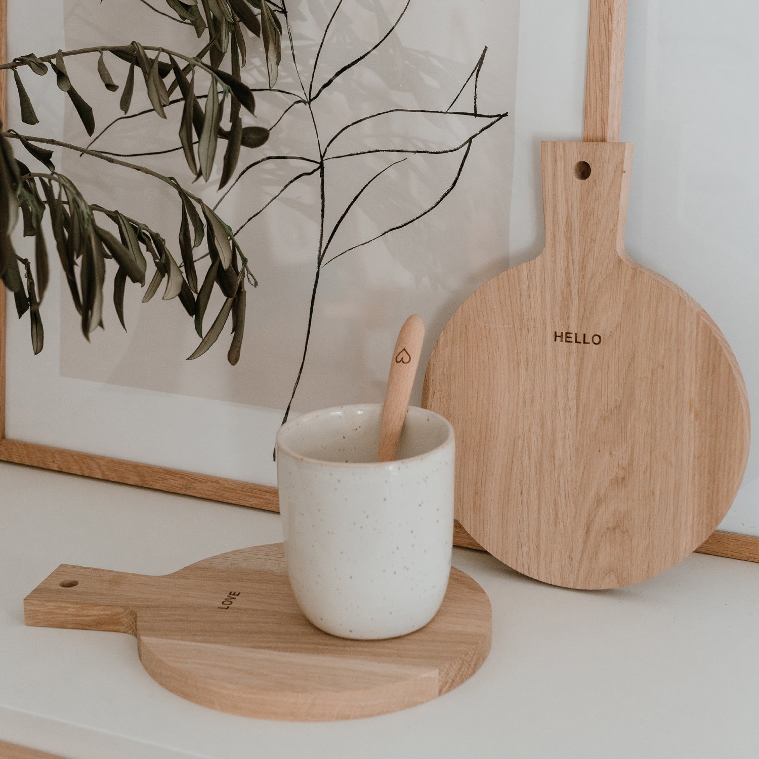 Mini Schneidebretter "Hello Love" Eiche 2er Set - Eulenschnitt