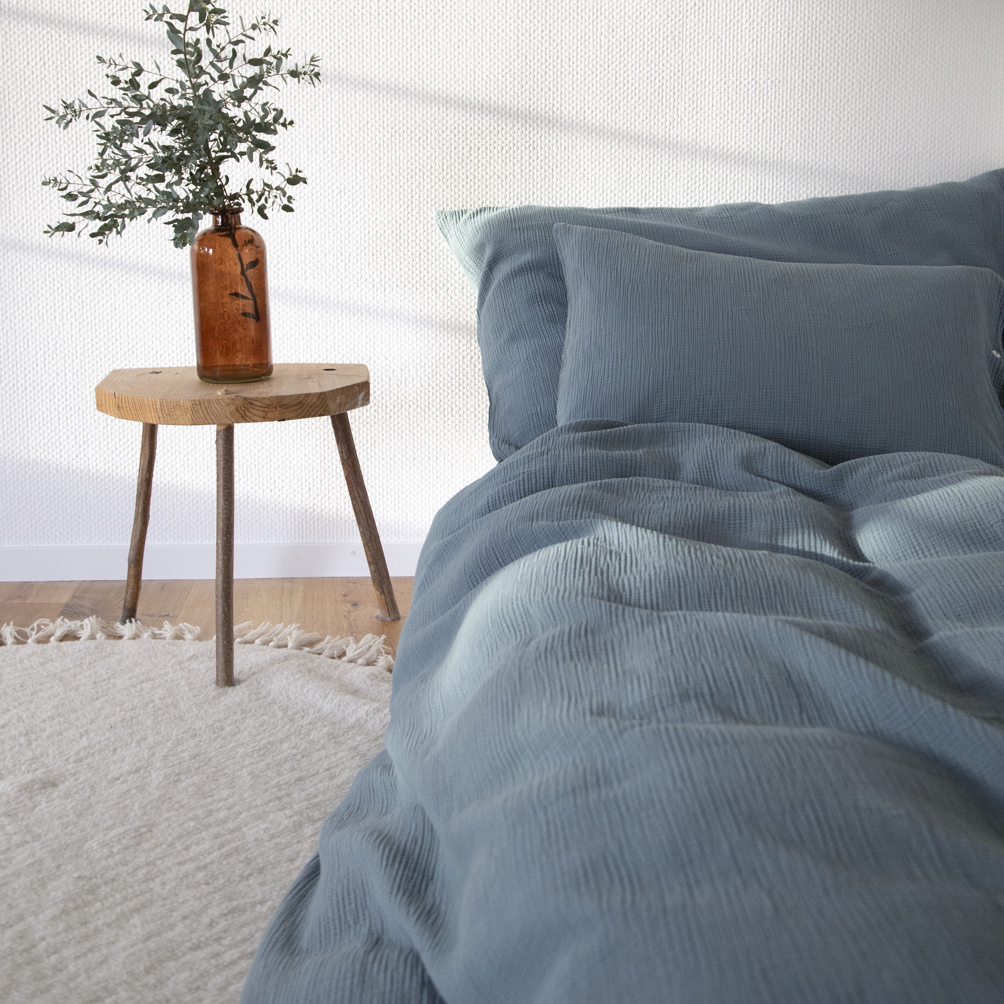Musselin Duvetbezug Jula petrol 160x210cm - Farbliebe