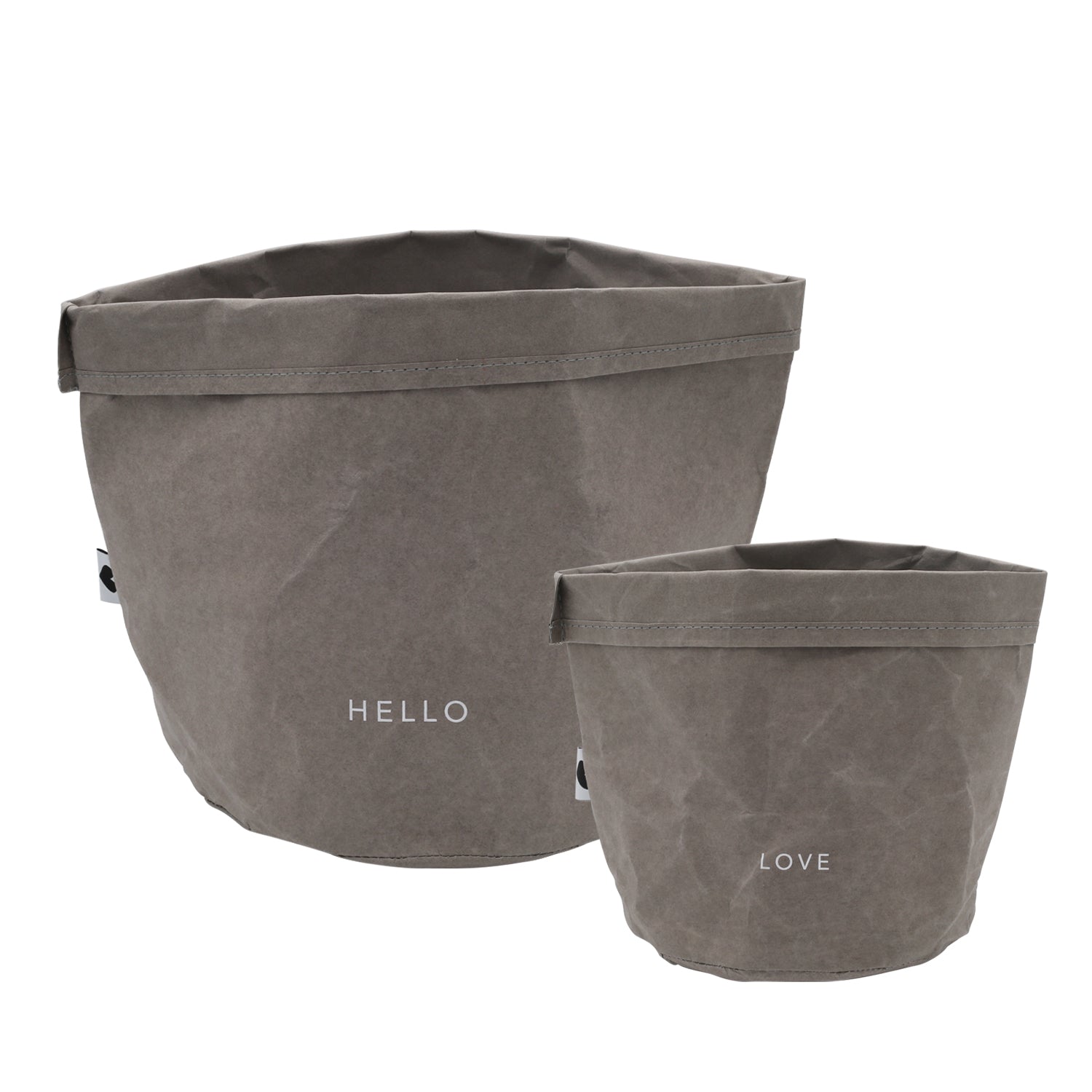 Paperbag "Hello & Love" 2er Set grau - Eulenschnitt