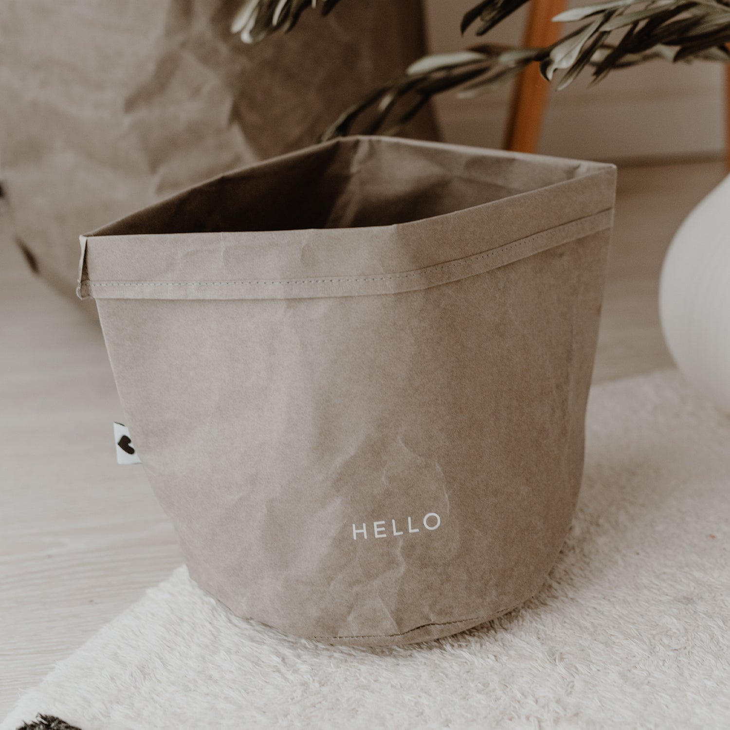 Paperbag "Hello & Love" 2er Set grau - Eulenschnitt