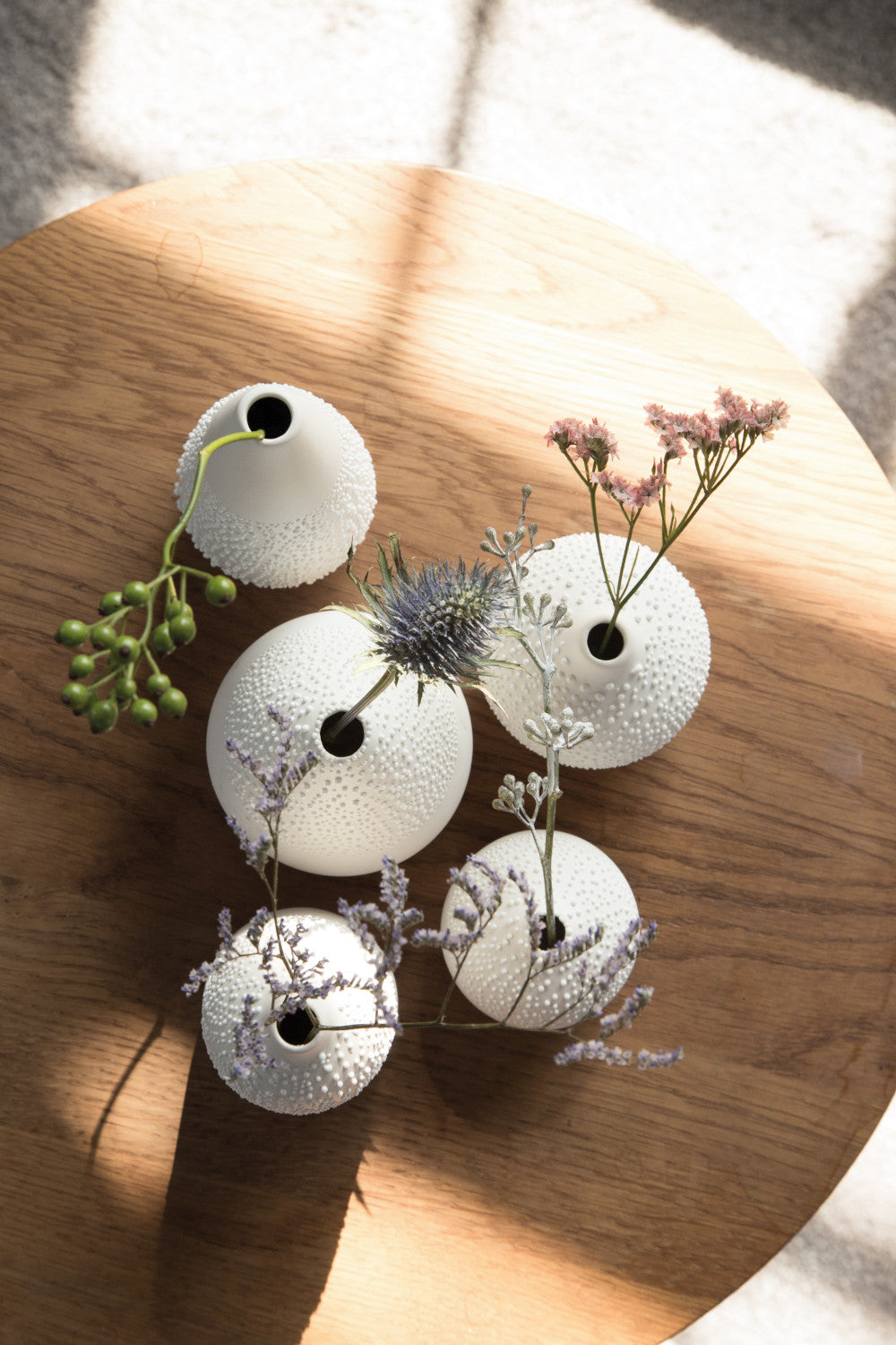 Perlenvase weiss Design 2 - Räder