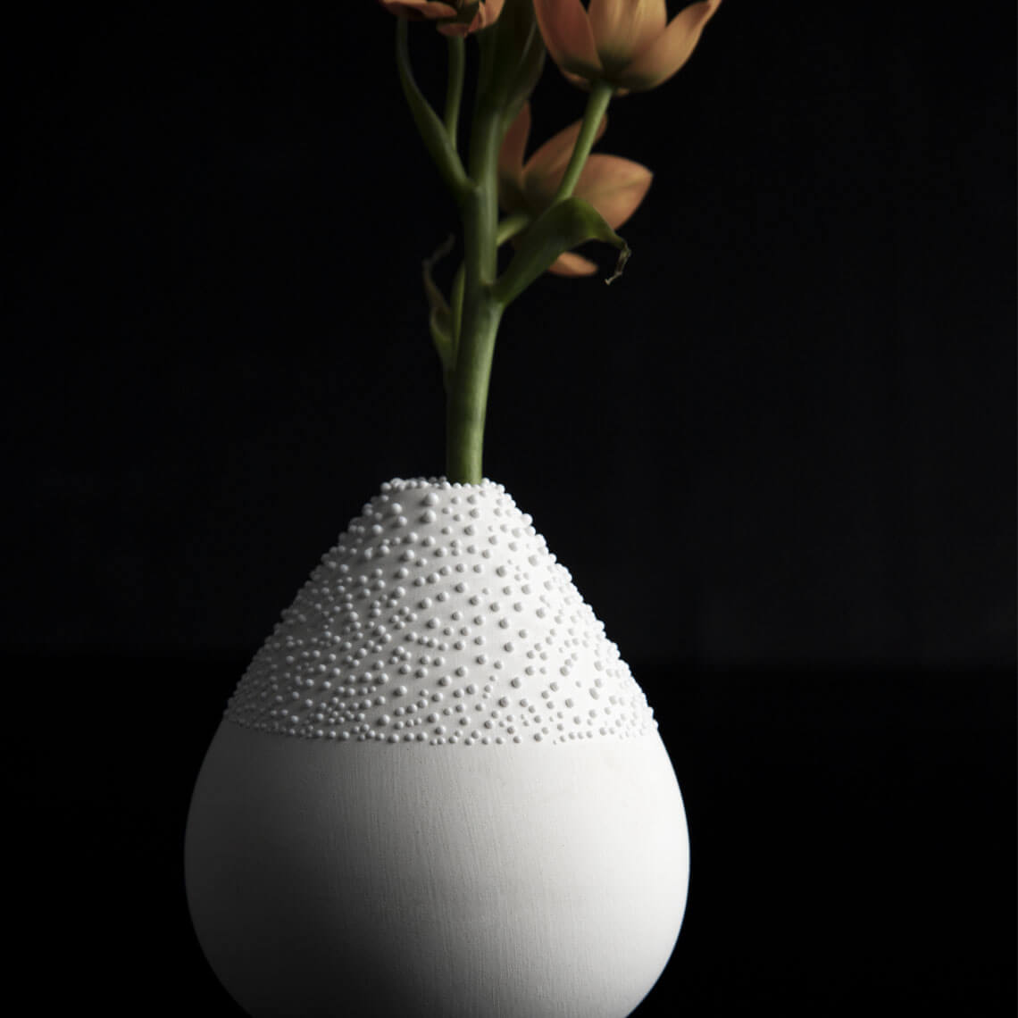 Perlenvase weiss Design 3 - Räder