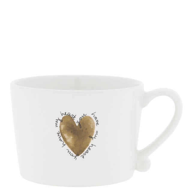 Tasse "big heart with text" gross braun - Bastion Collections