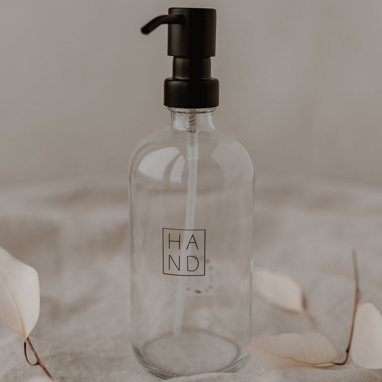 Soap dispenser "HAND" 500ml transparent - Eulenschnitt