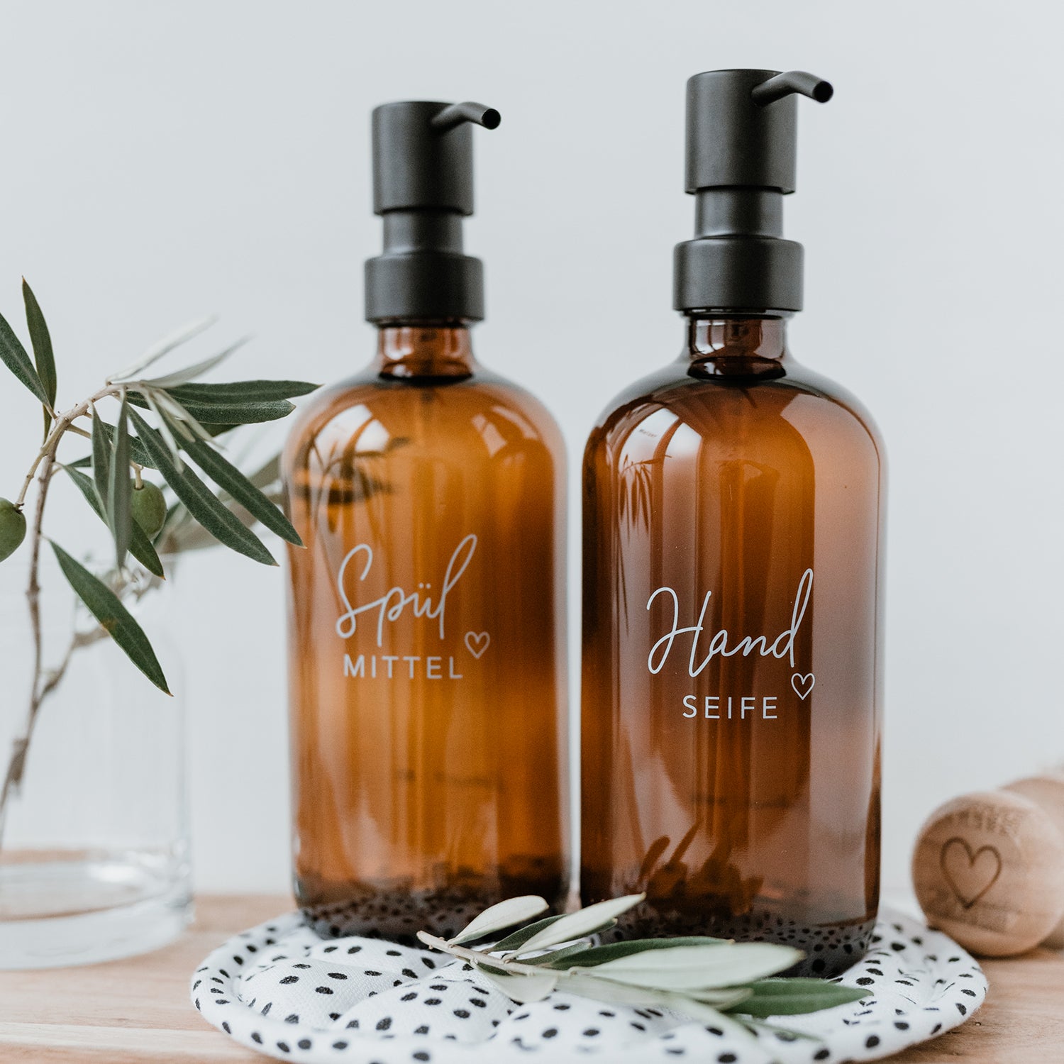 Seifenspender "Handseife" 500ml braun - Eulenschnitt