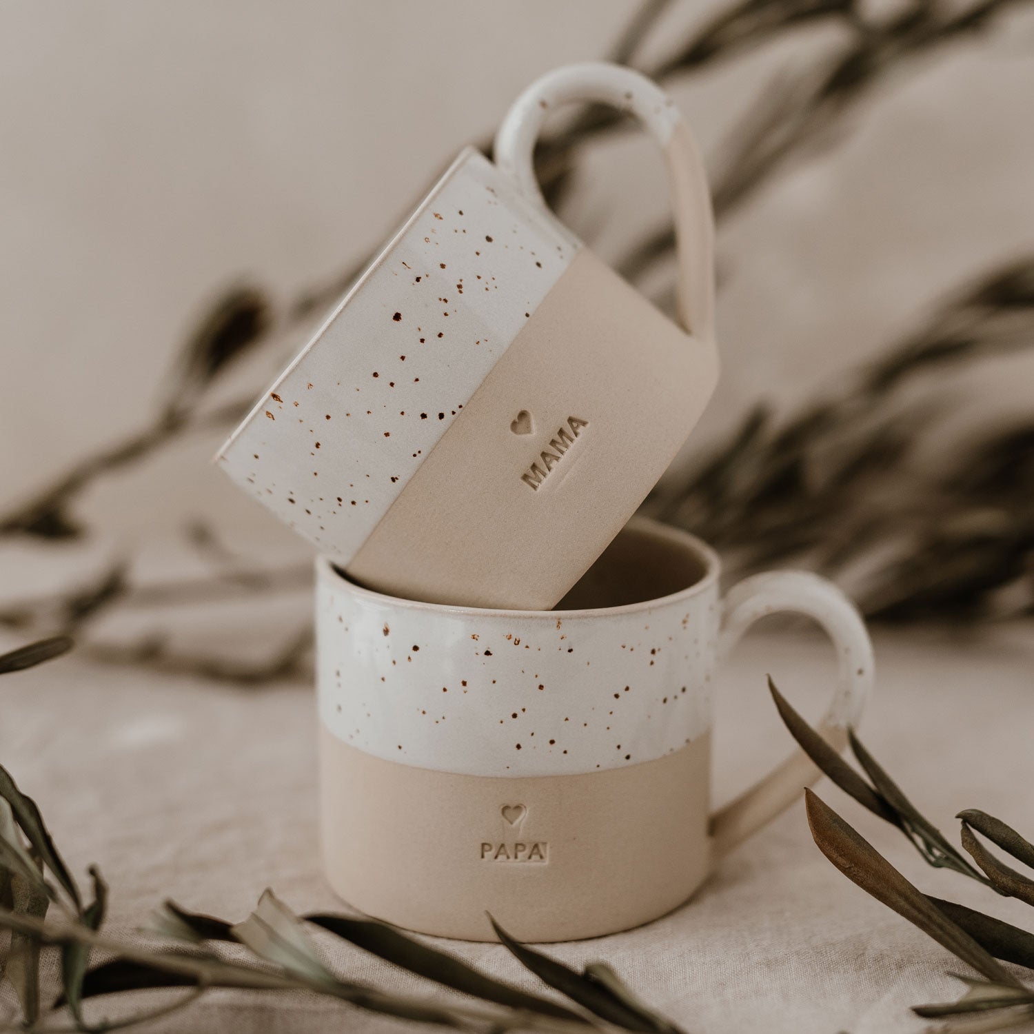 Stoneware cup "PAPA" - handmade - Eulenschnitt